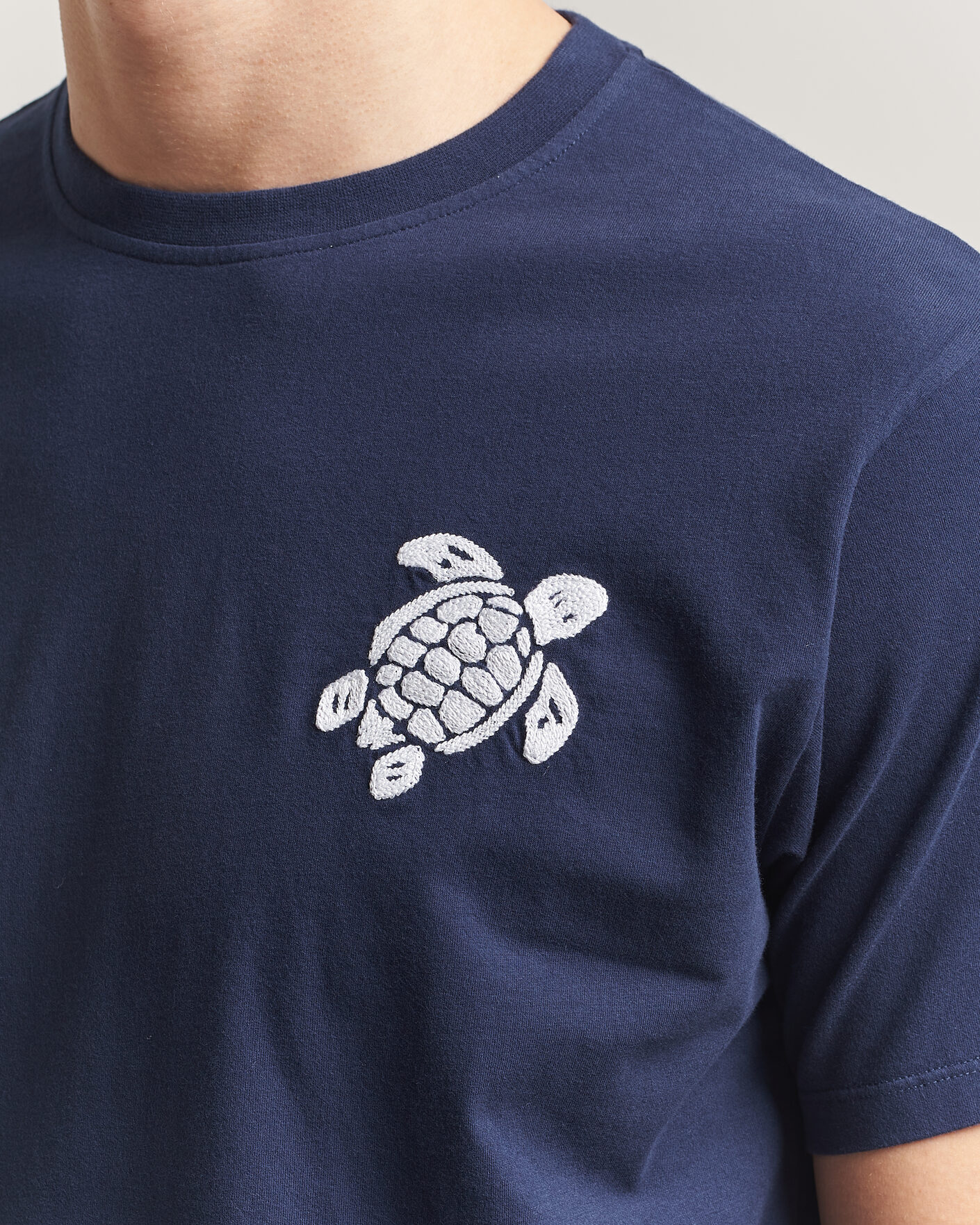 Herren | T-Shirts | Vilebrequin | Embroidered Crew Neck T-Shirt Bleu Marine