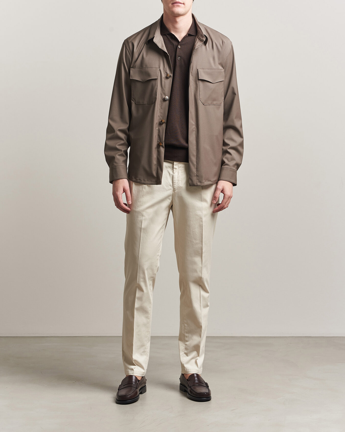 Herren | Hosen | Briglia 1949 | Easy Fit Pleated Cotton Stretch Chino Cream