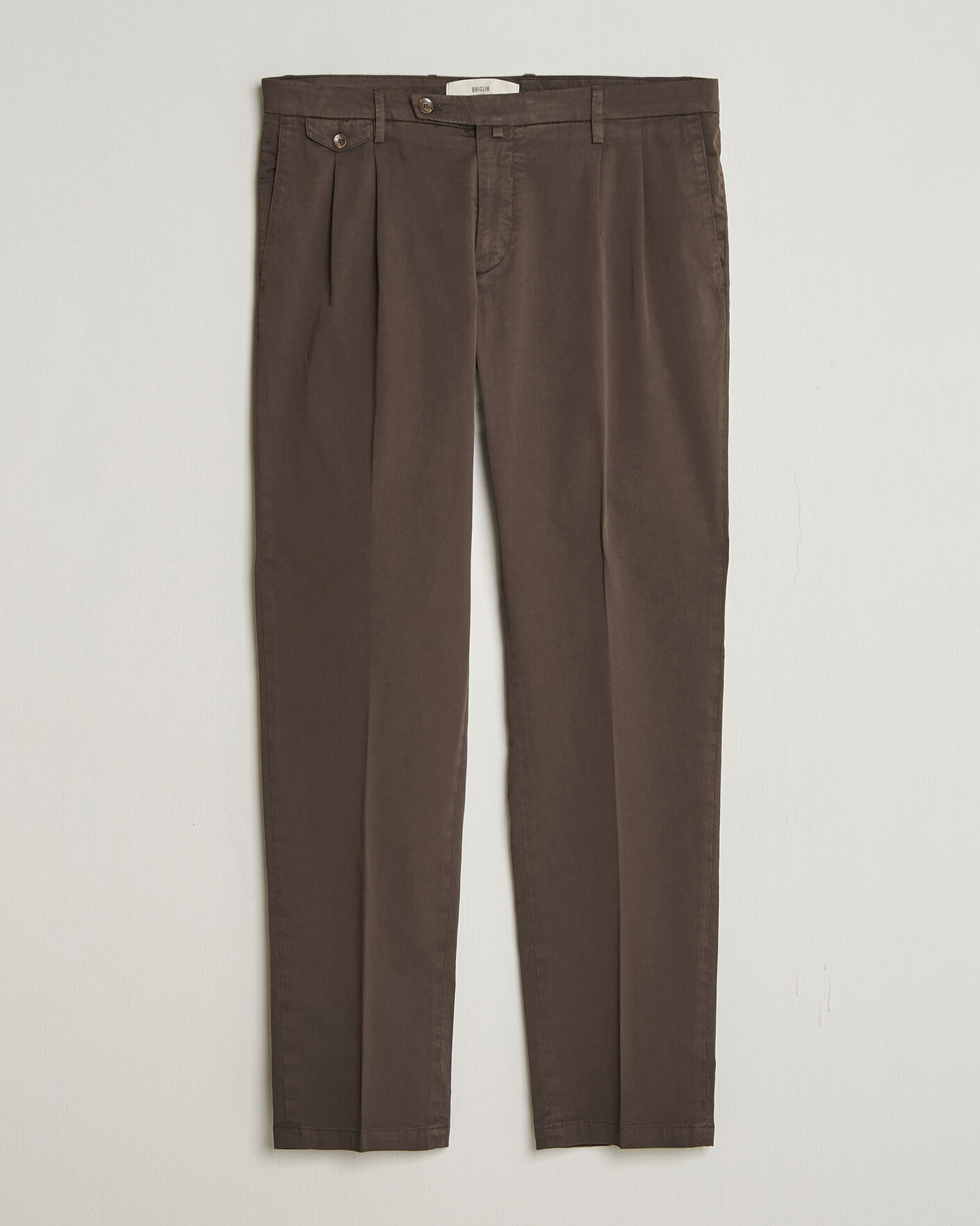 Herren | Hosen | Briglia 1949 | Easy Fit Pleated Cotton Stretch Chino Brown
