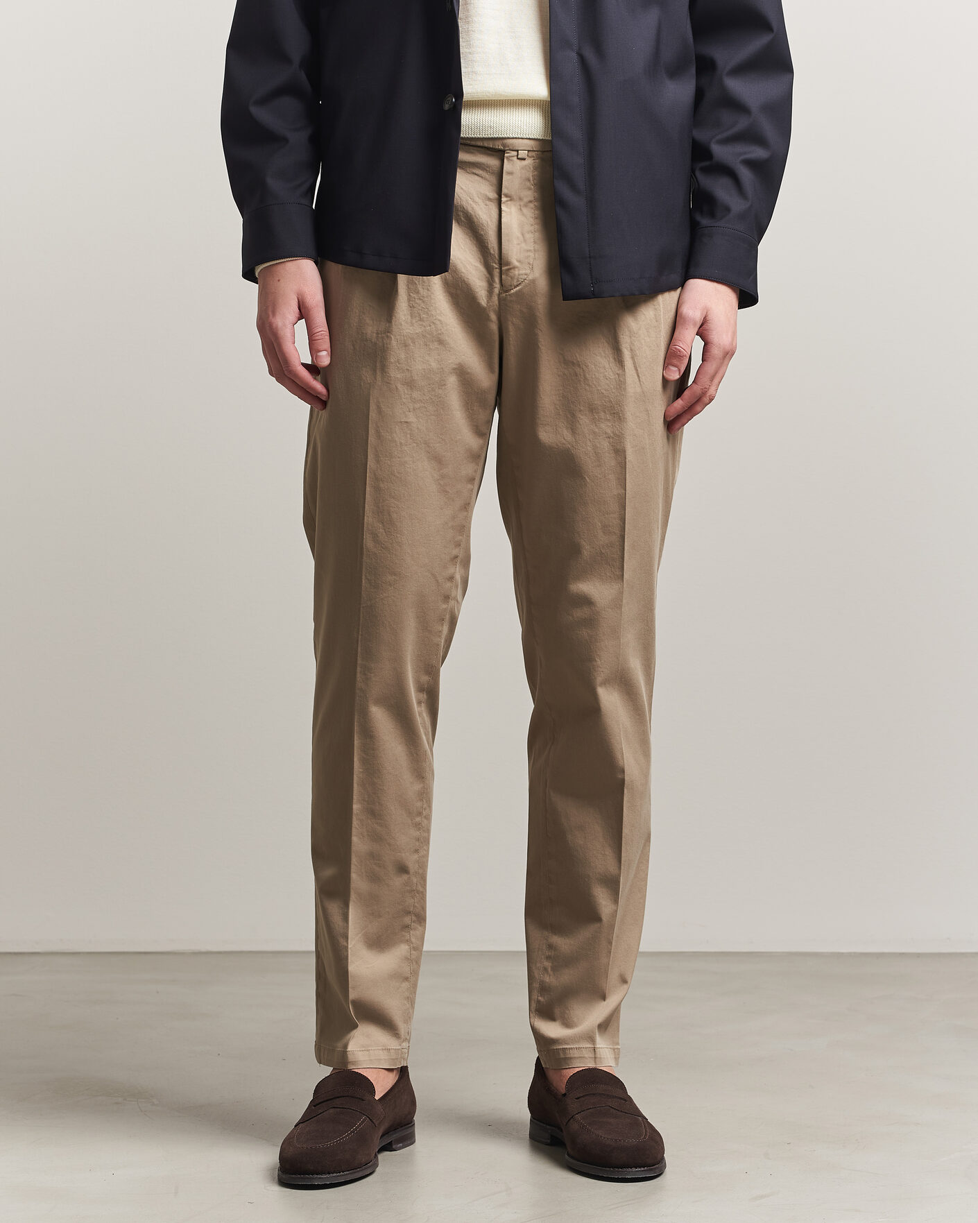 Herren | Hosen | Briglia 1949 | Easy Fit Pleated Cotton Stretch Chino Taupe