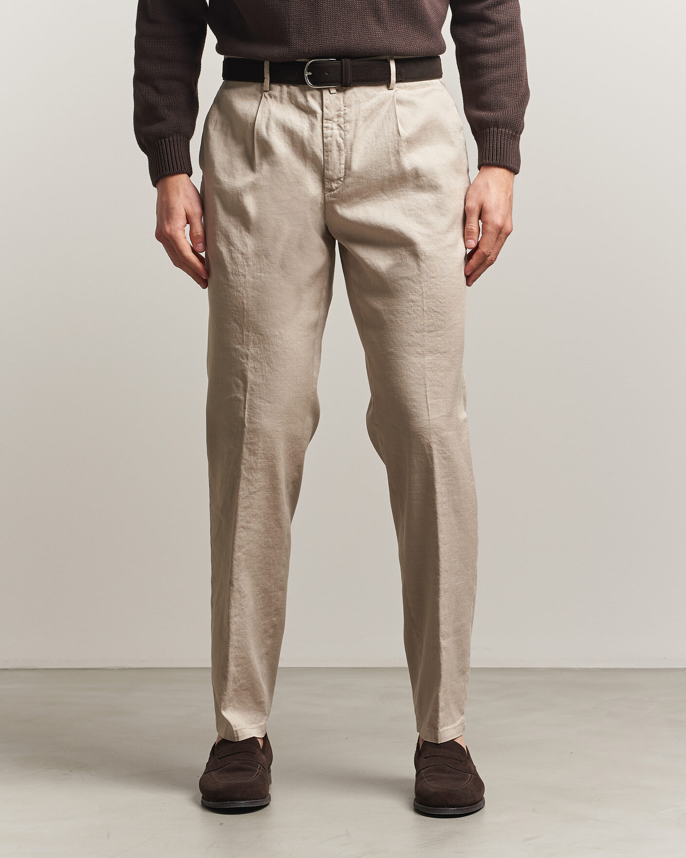 Herren | Hosen | Briglia 1949 | Pleated Linen Trousers Beige