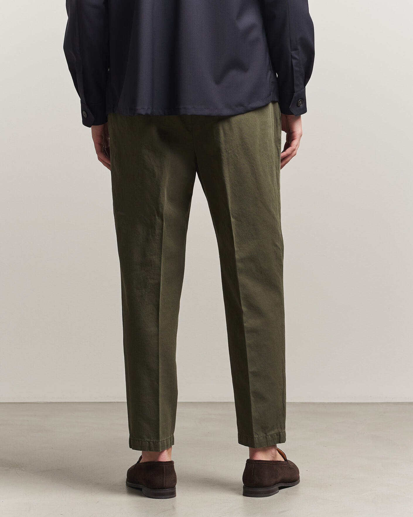 Herren | Hosen | Briglia 1949 | Portobello Loose Fit Cotton/Linen Trousers Olive