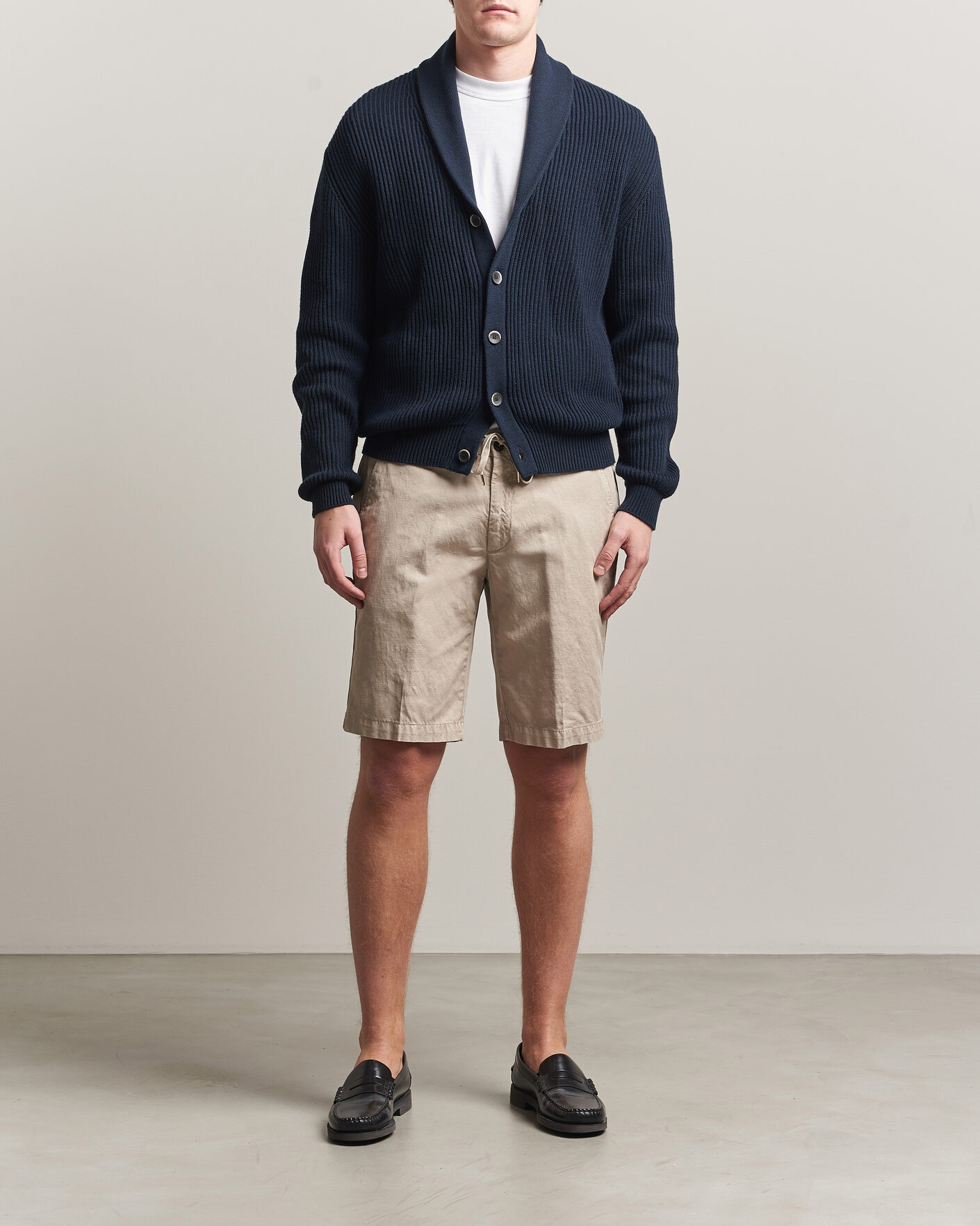 Herren | Shorts | Briglia 1949 | Cotton/Linen Drawstring Shorts Beige