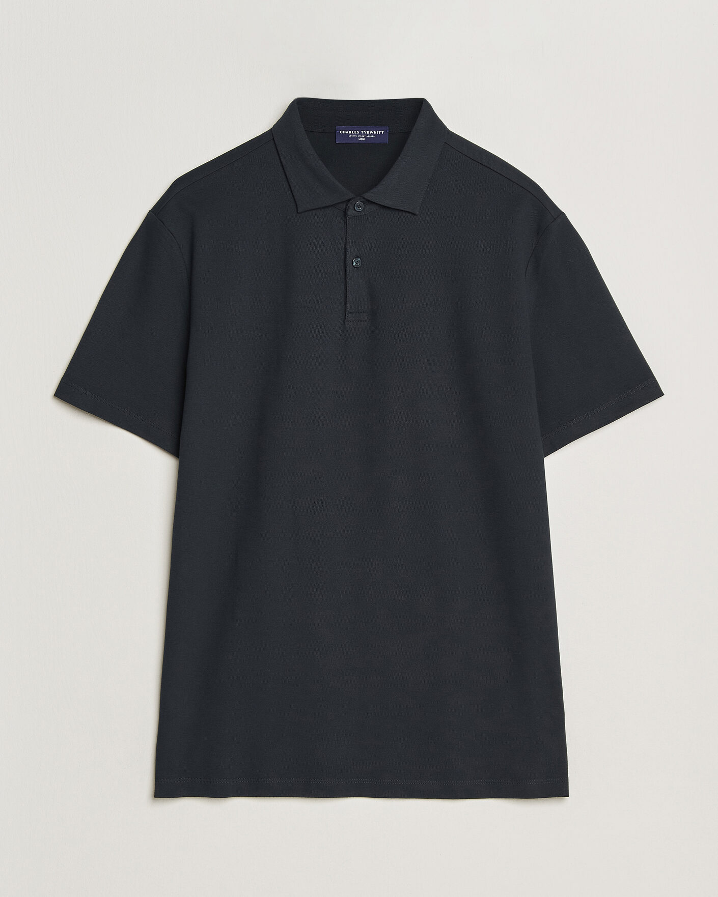 Herren | Poloshirts | Charles Tyrwhitt | Smart Stretch Pique Polo Black