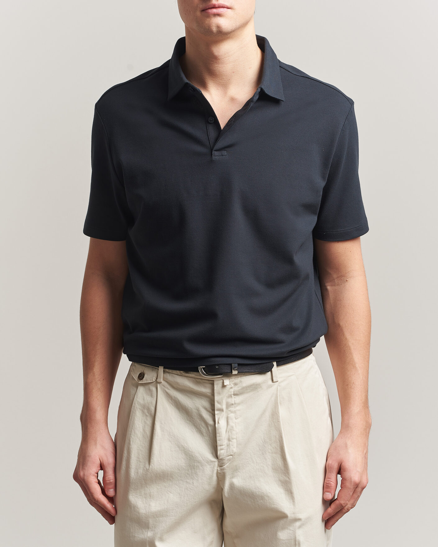 Herren | Poloshirts | Charles Tyrwhitt | Smart Stretch Pique Polo Black