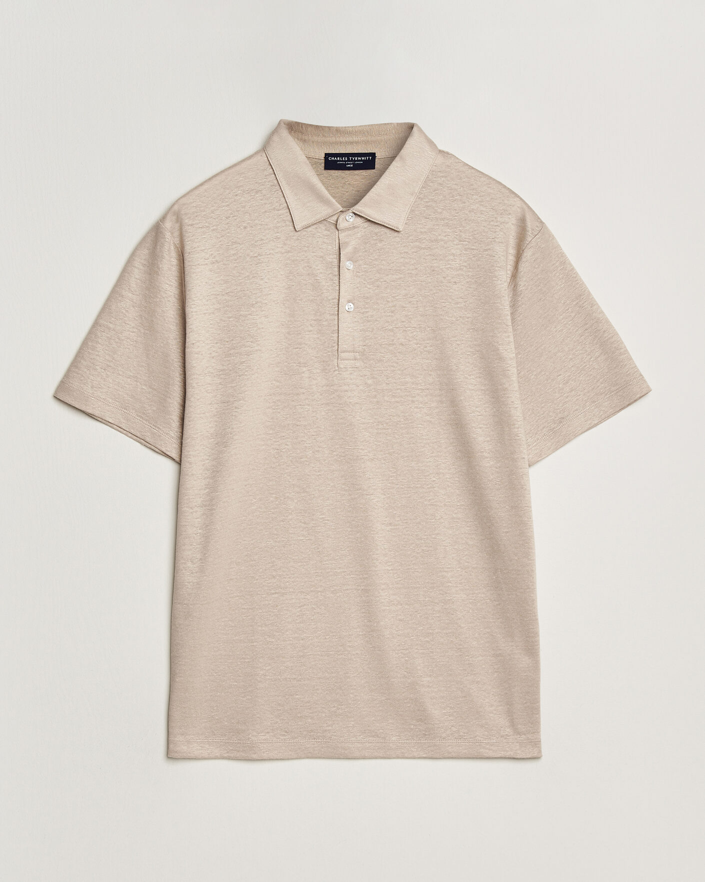 Herren | Poloshirts | Charles Tyrwhitt | Short Sleeve Linen Polo Oatmeal
