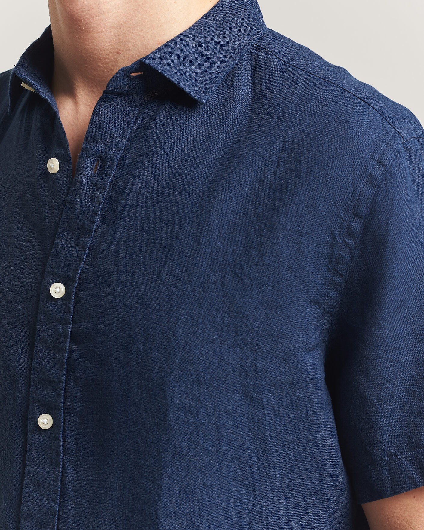 Herren | Hemden | Charles Tyrwhitt | Pure Linen Short Sleeve Slim Fit Shirt Navy