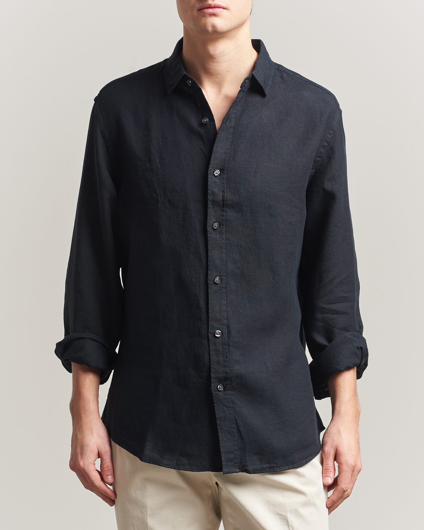 Herren | Hemden | Charles Tyrwhitt | Pure Linen Slim Fit Shirt Black