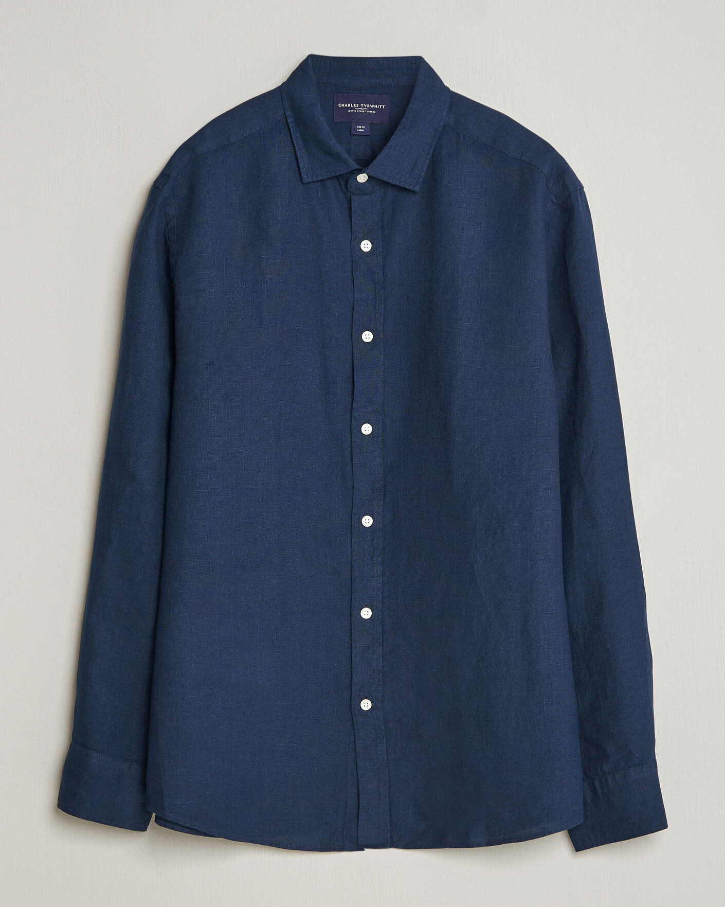 Herren | Hemden | Charles Tyrwhitt | Pure Linen Slim Fit Shirt Navy