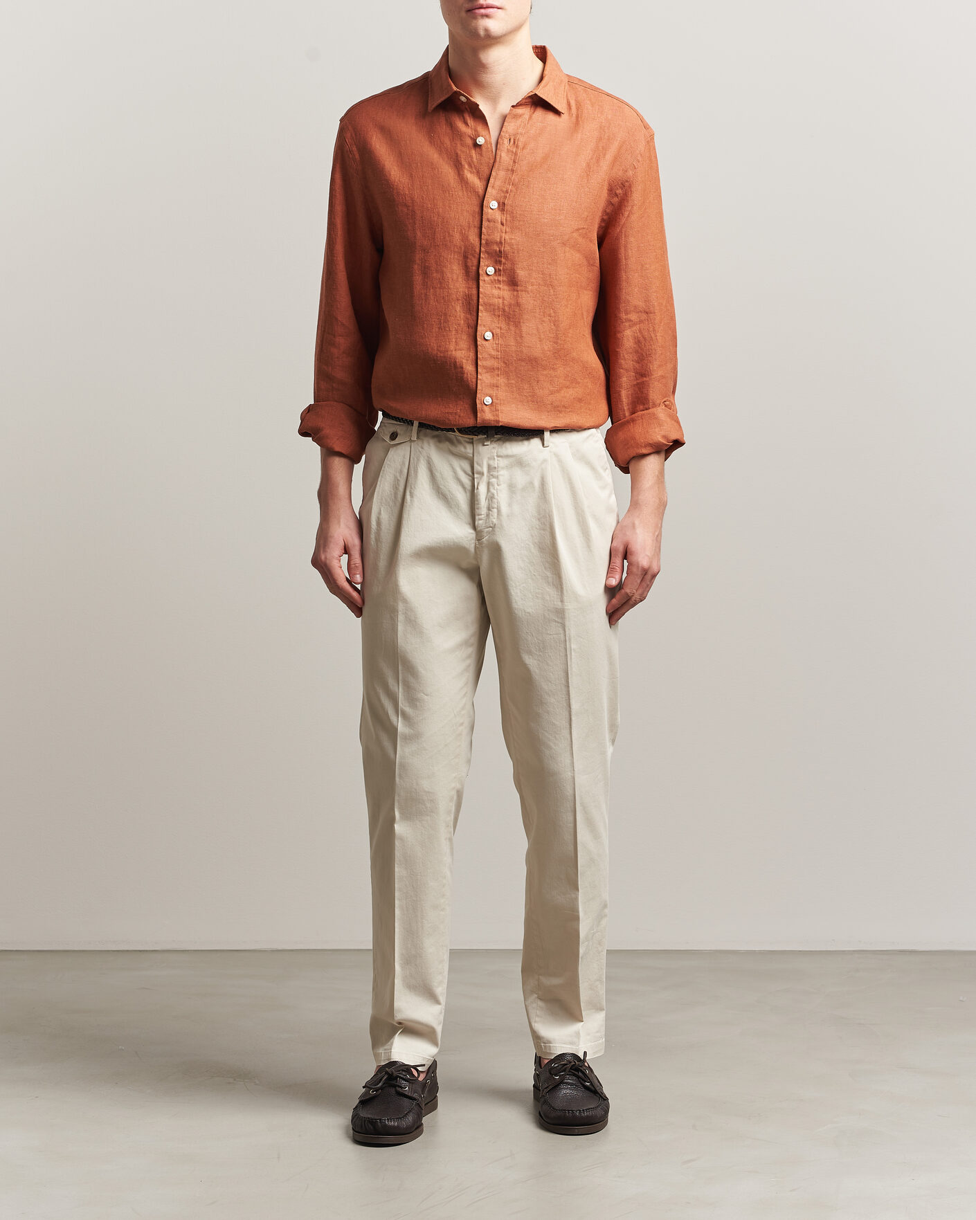 Herren | Hemden | Charles Tyrwhitt | Pure Linen Slim Fit Shirt Burnt Orange