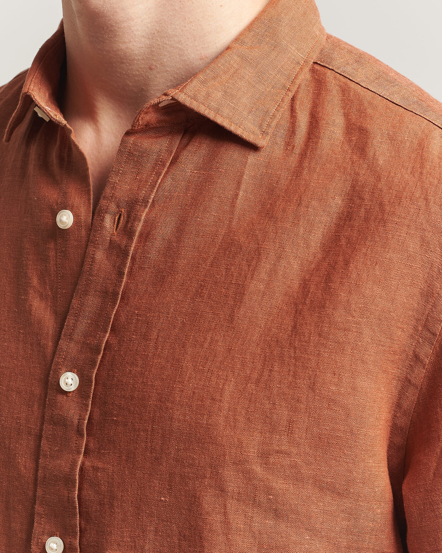 Herren | Hemden | Charles Tyrwhitt | Pure Linen Slim Fit Shirt Burnt Orange