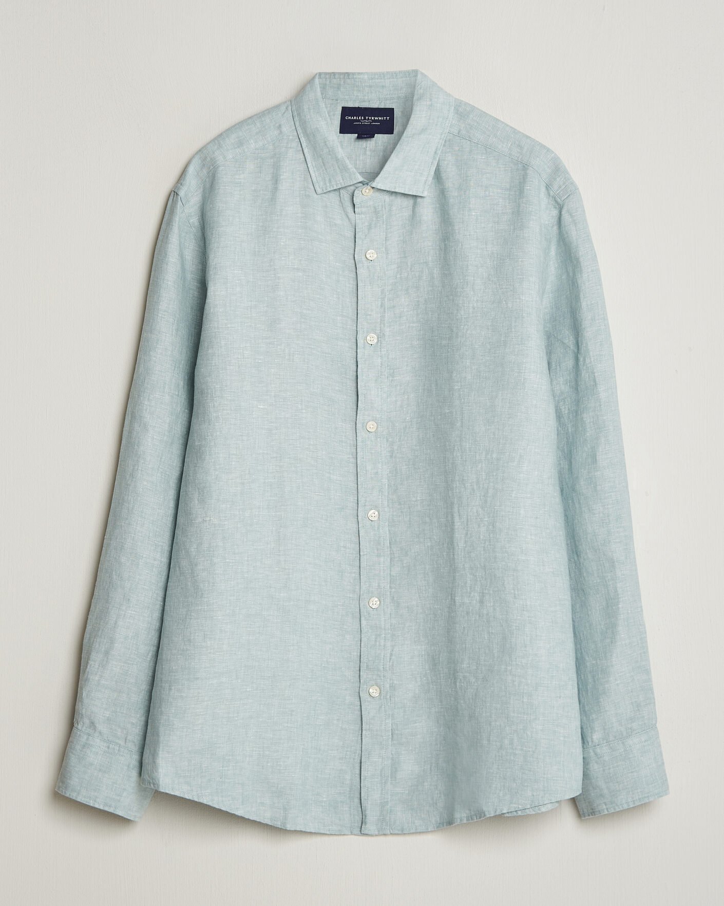 Herren | Hemden | Charles Tyrwhitt | Pure Linen Slim Fit Shirt Pale Teal Green