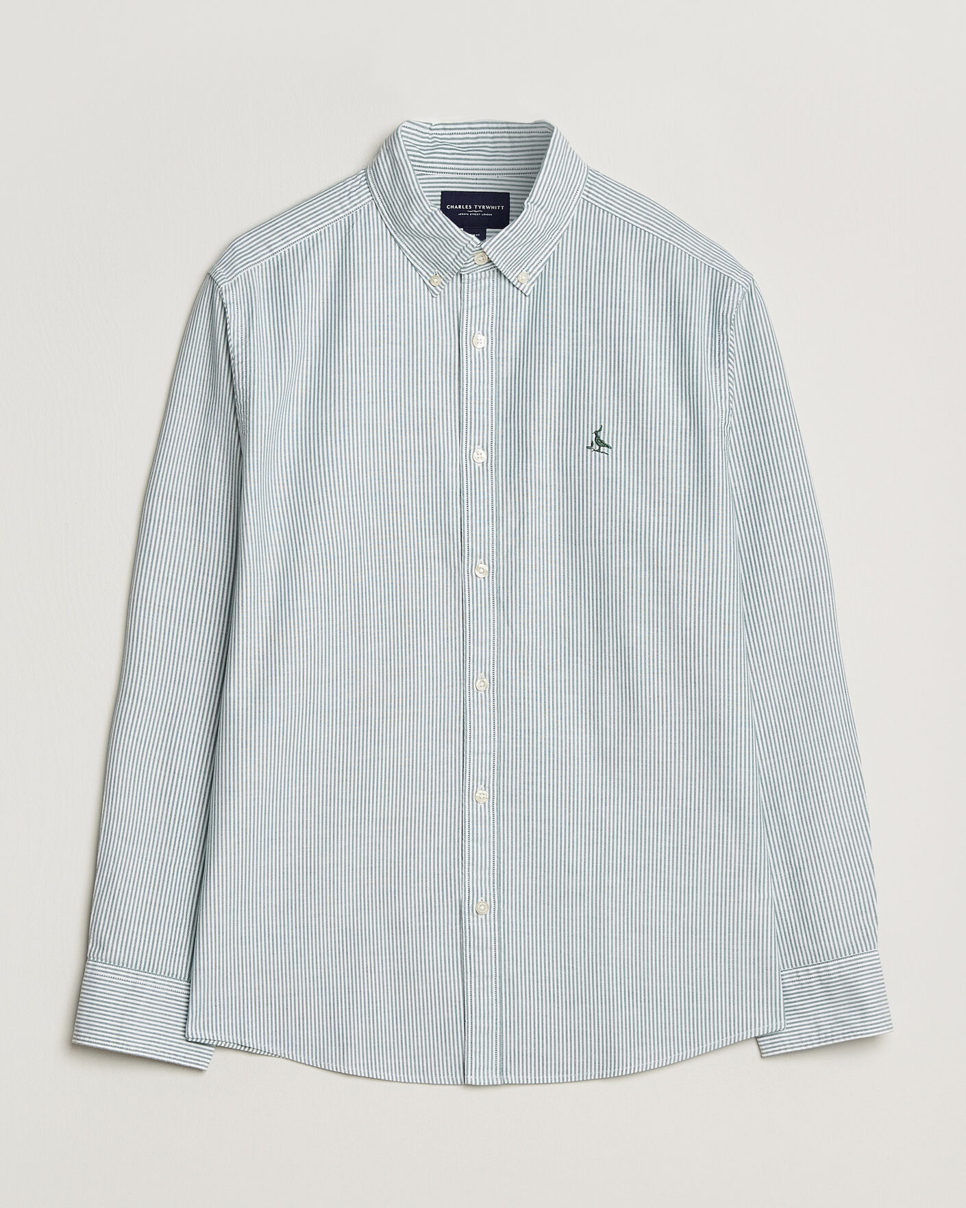 Herren | Hemden | Charles Tyrwhitt | Button Down Stretch Oxford Shirt Green/White