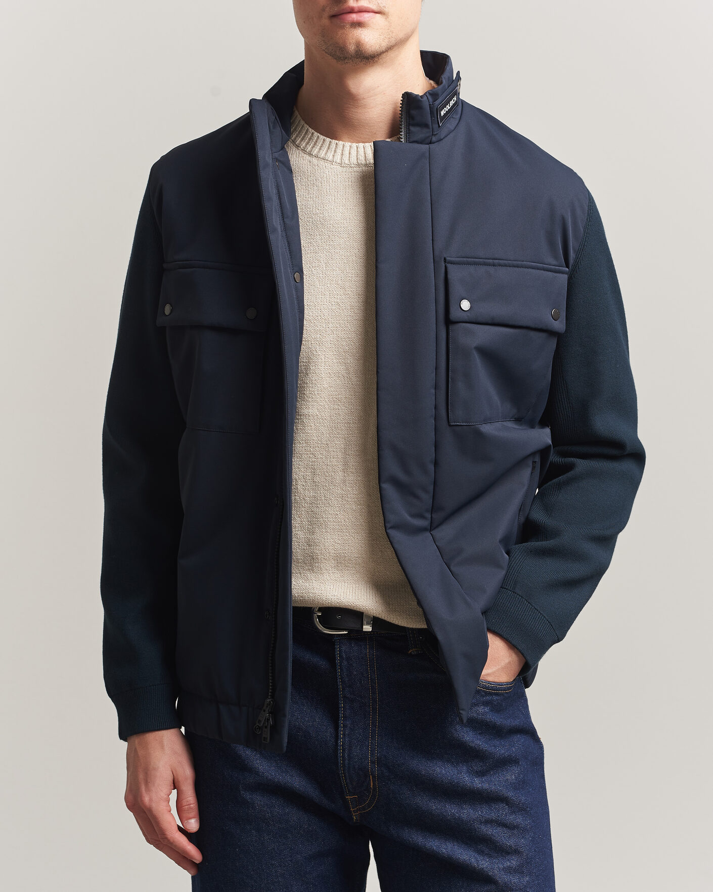 Herren | Jacken | Woolrich | Two Layers Hybrid Jacket Melton Blue