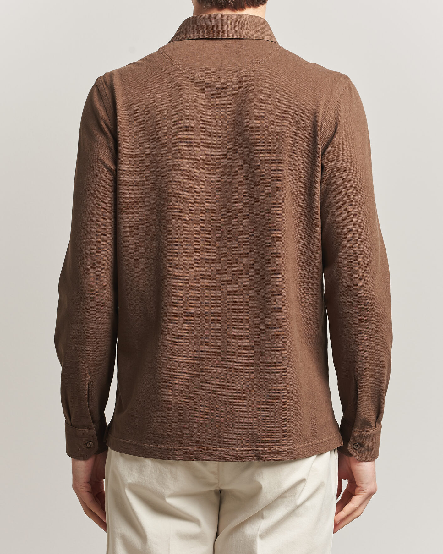 Herren | Poloshirts | Gran Sasso | Washed Long Sleeve Polo Brown