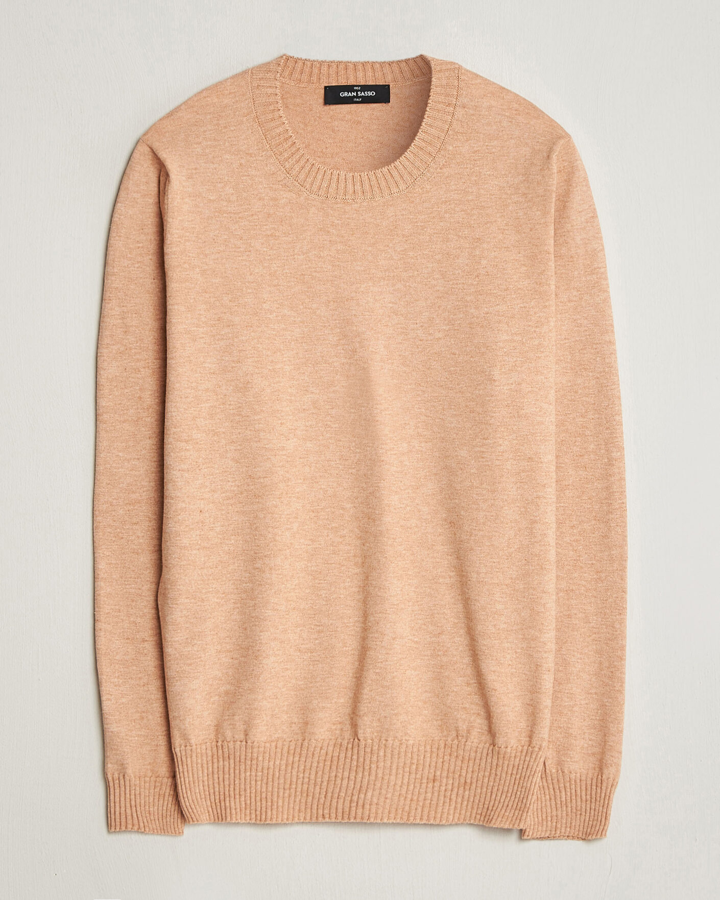 Herren | Pullover | Gran Sasso | Cotton/Cashmere Knitted Crew Neck Sweater Apricot Orange Melange