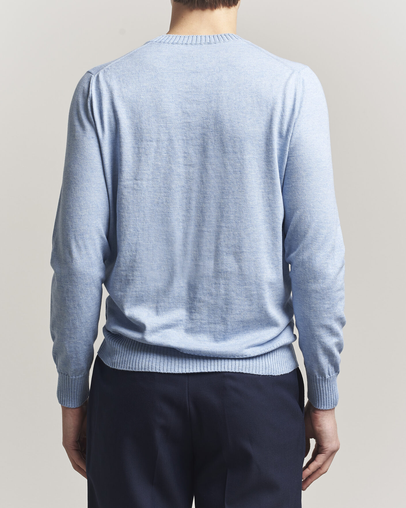 Herren | Pullover | Gran Sasso | Cotton/Cashmere Knitted Crew Neck Sweater Blue Melange