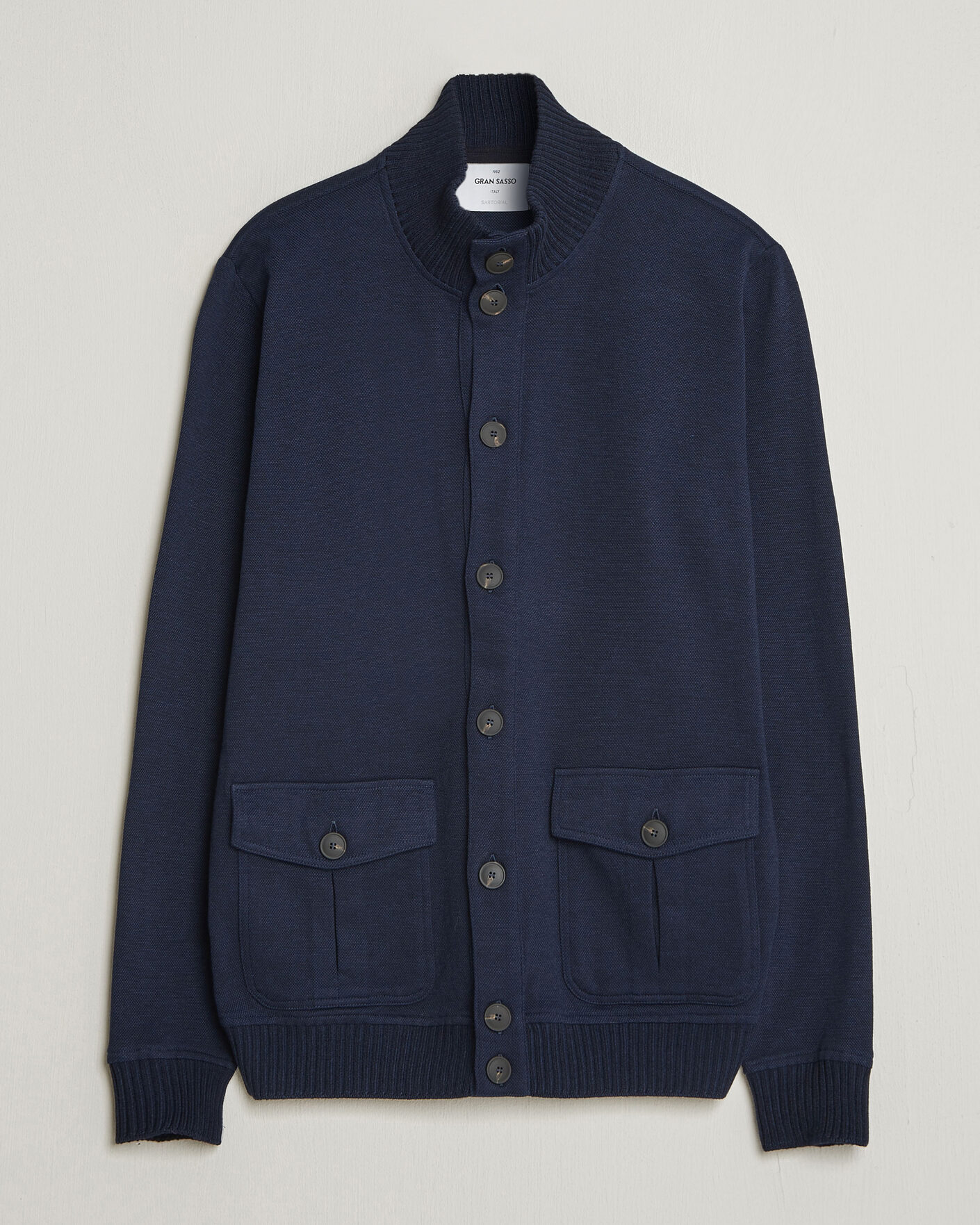 Herren | Jacken | Gran Sasso | Cotton Pocket Knitted Bomber Jacket Navy