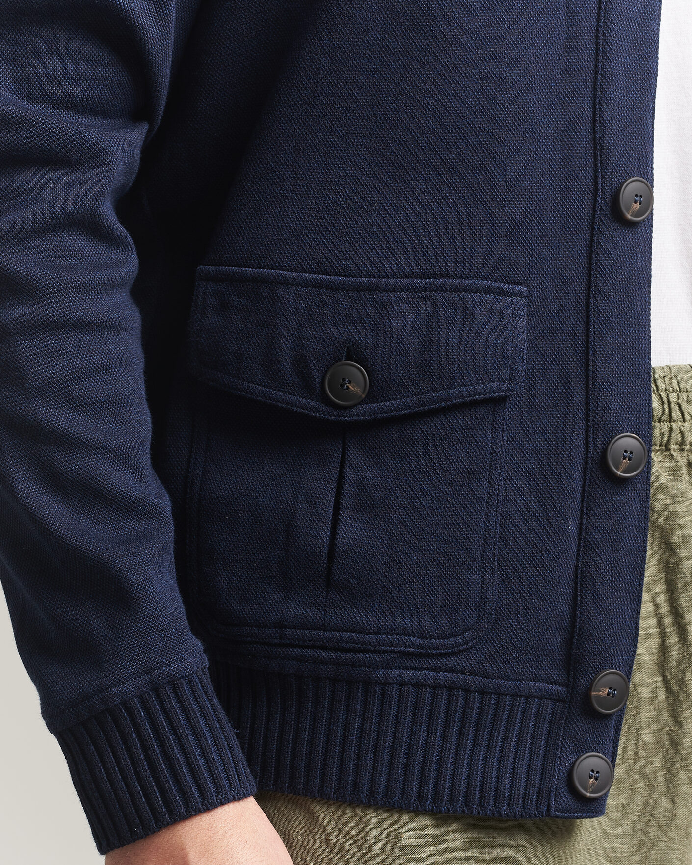 Herren | Jacken | Gran Sasso | Cotton Pocket Knitted Bomber Jacket Navy