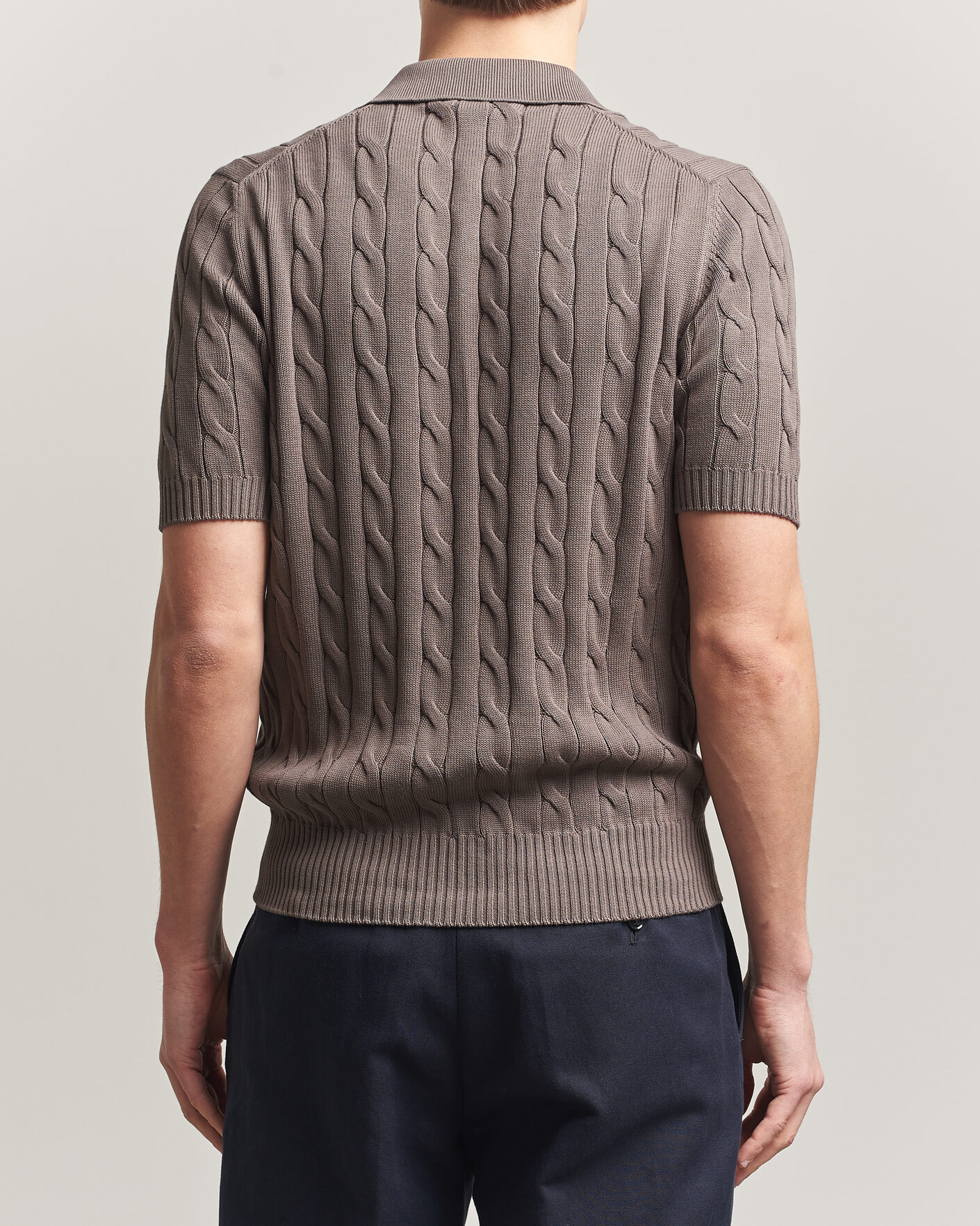 Herren | Poloshirts | Gran Sasso | Cotton Cable Knitted Polo Brown