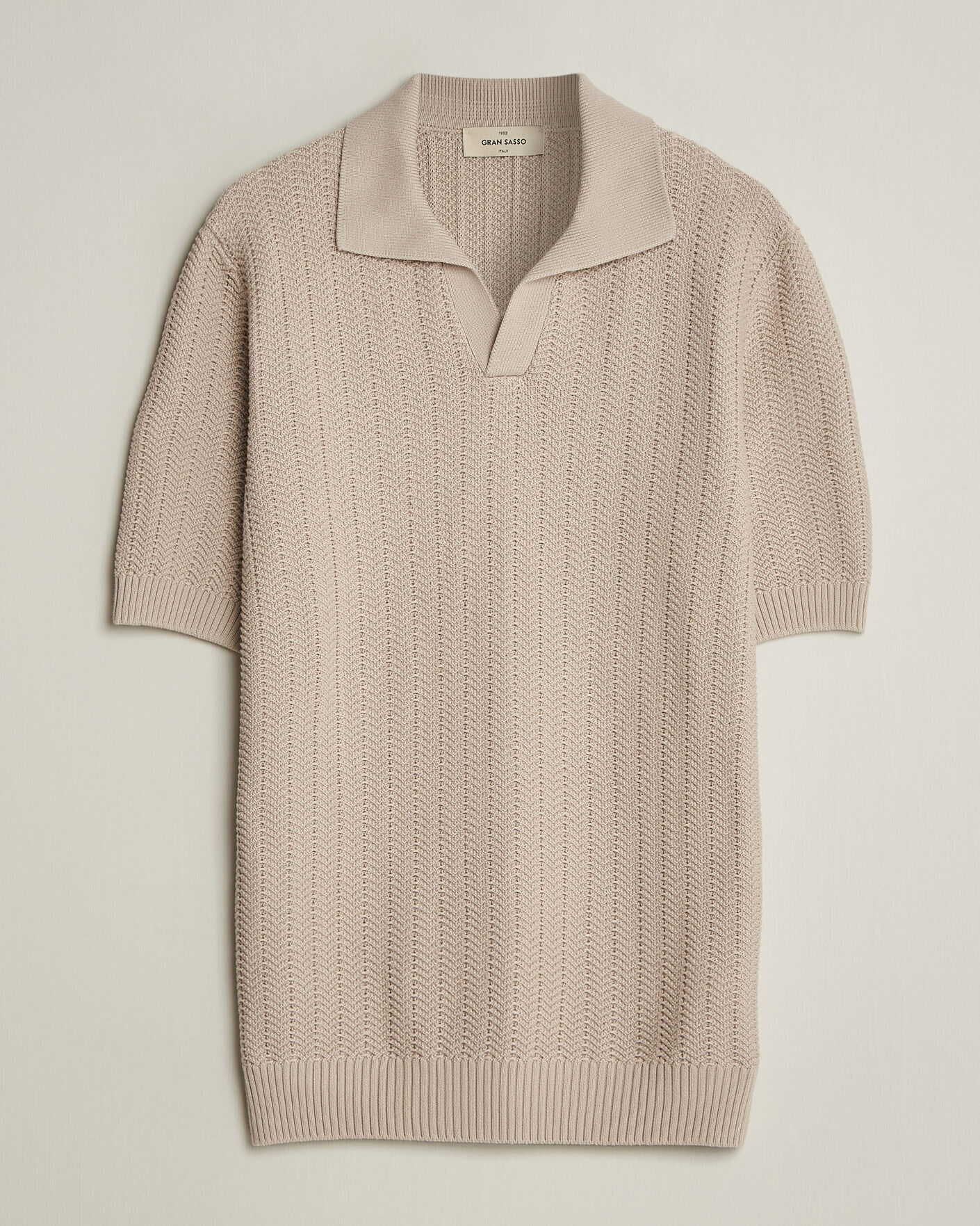 Herren | Poloshirts | Gran Sasso | Cotton Structured Knitted Polo Beige