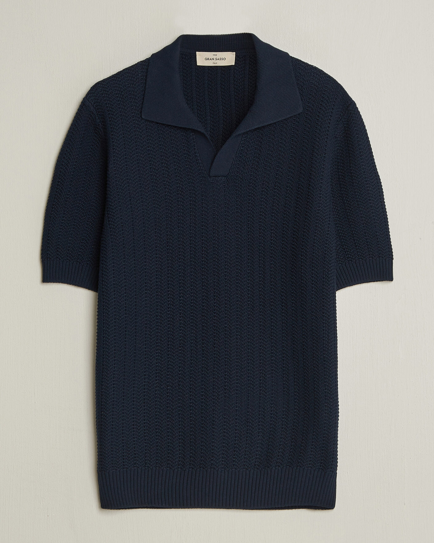 Herren | Poloshirts | Gran Sasso | Cotton Structured Knitted Polo Navy