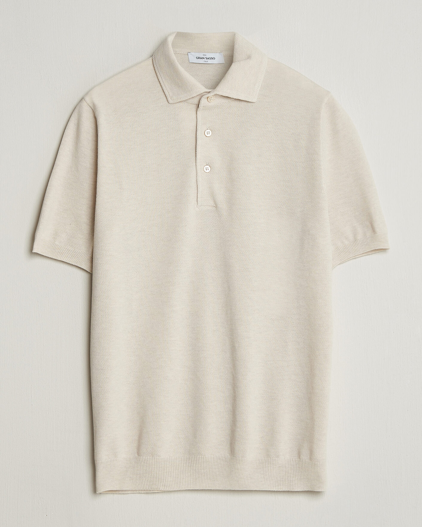 Herren | Poloshirts | Gran Sasso | Cotton Textured Knitted Polo Light Beige