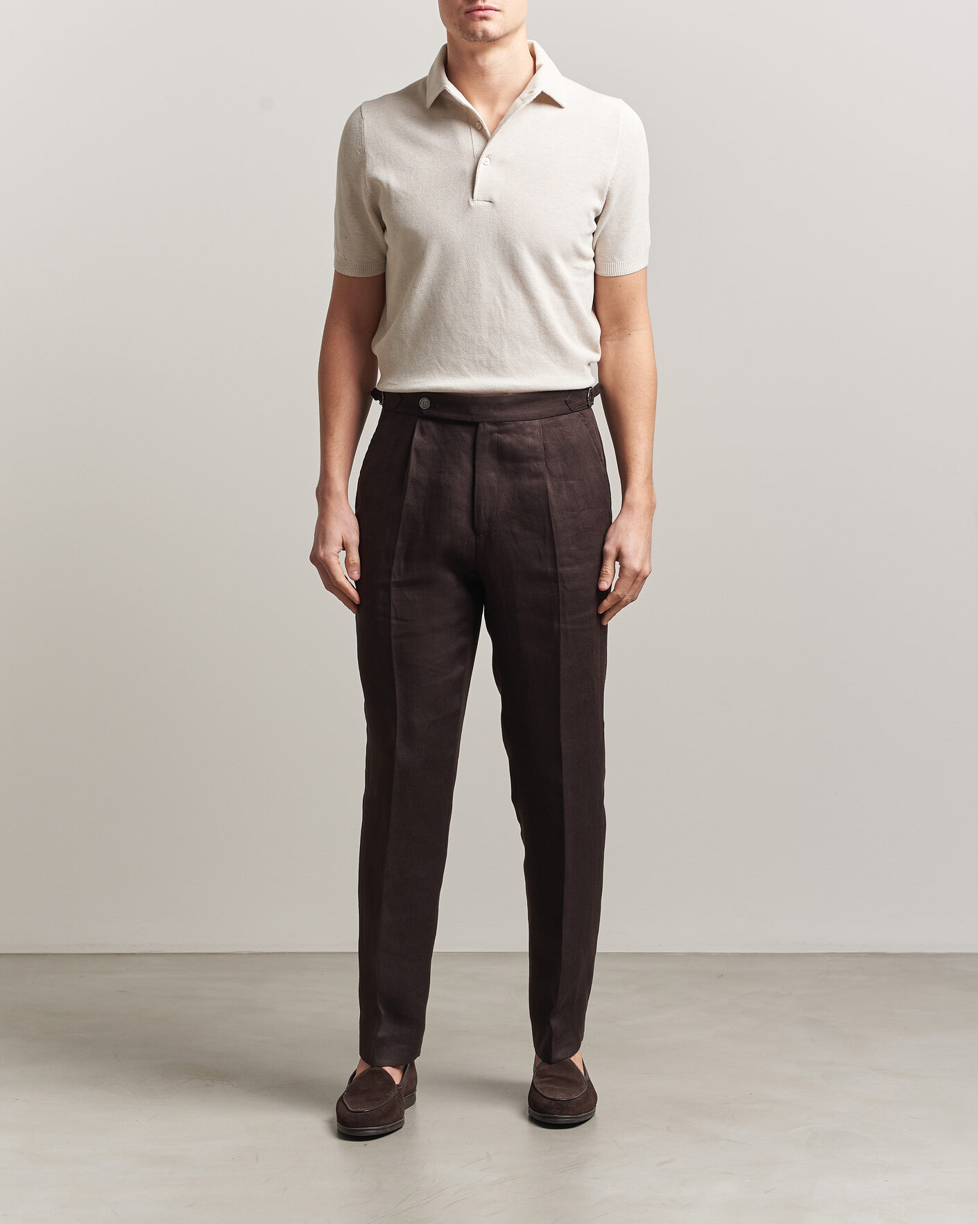 Herren | Poloshirts | Gran Sasso | Cotton Textured Knitted Polo Light Beige