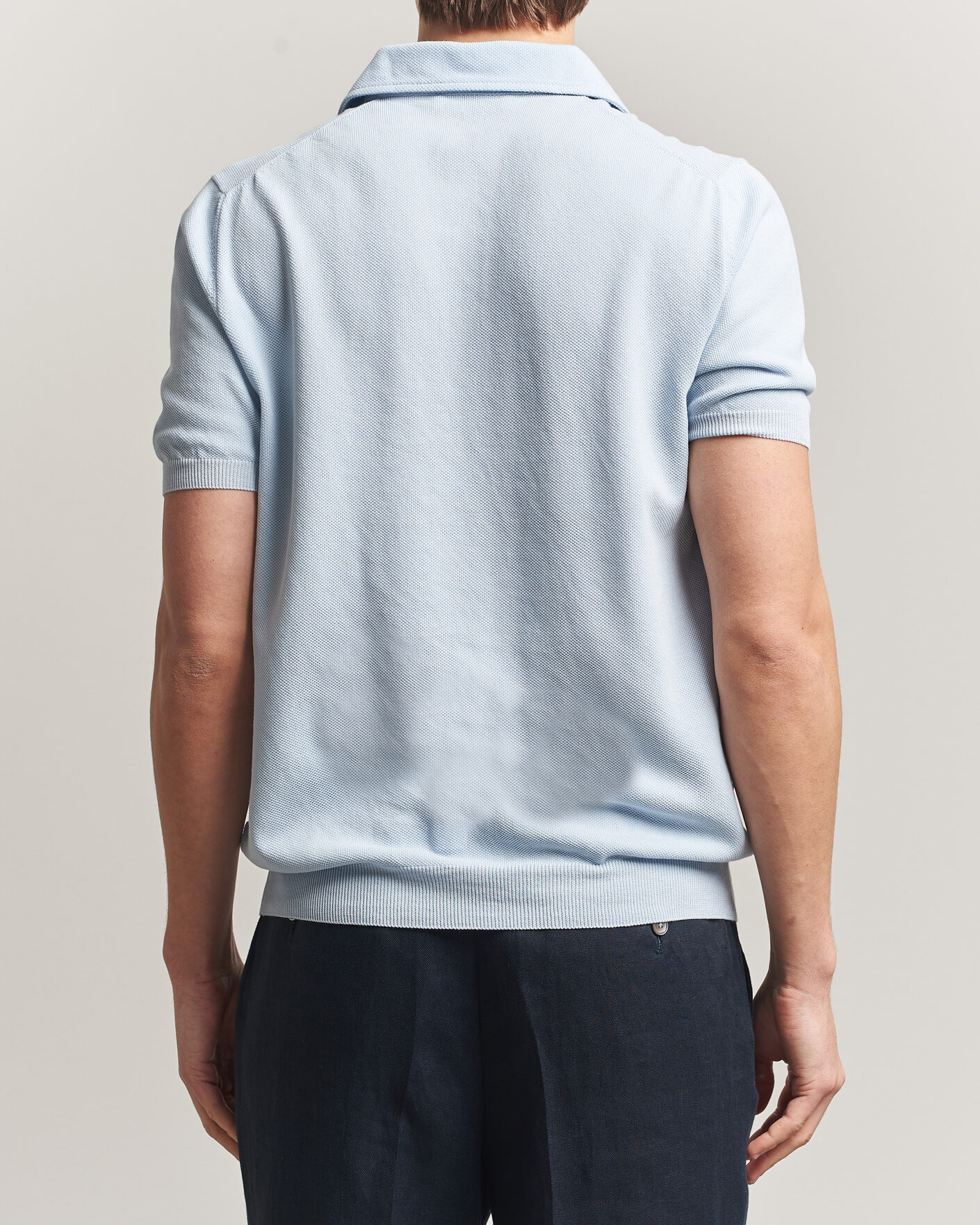 Herren | Poloshirts | Gran Sasso | Cotton Textured Knitted Polo Light Blue