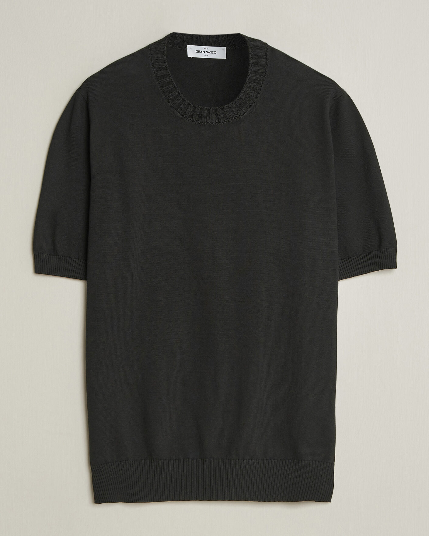 Herren | T-Shirts | Gran Sasso | Cotton Heavy Knitted Crew Neck T-Shirt Black
