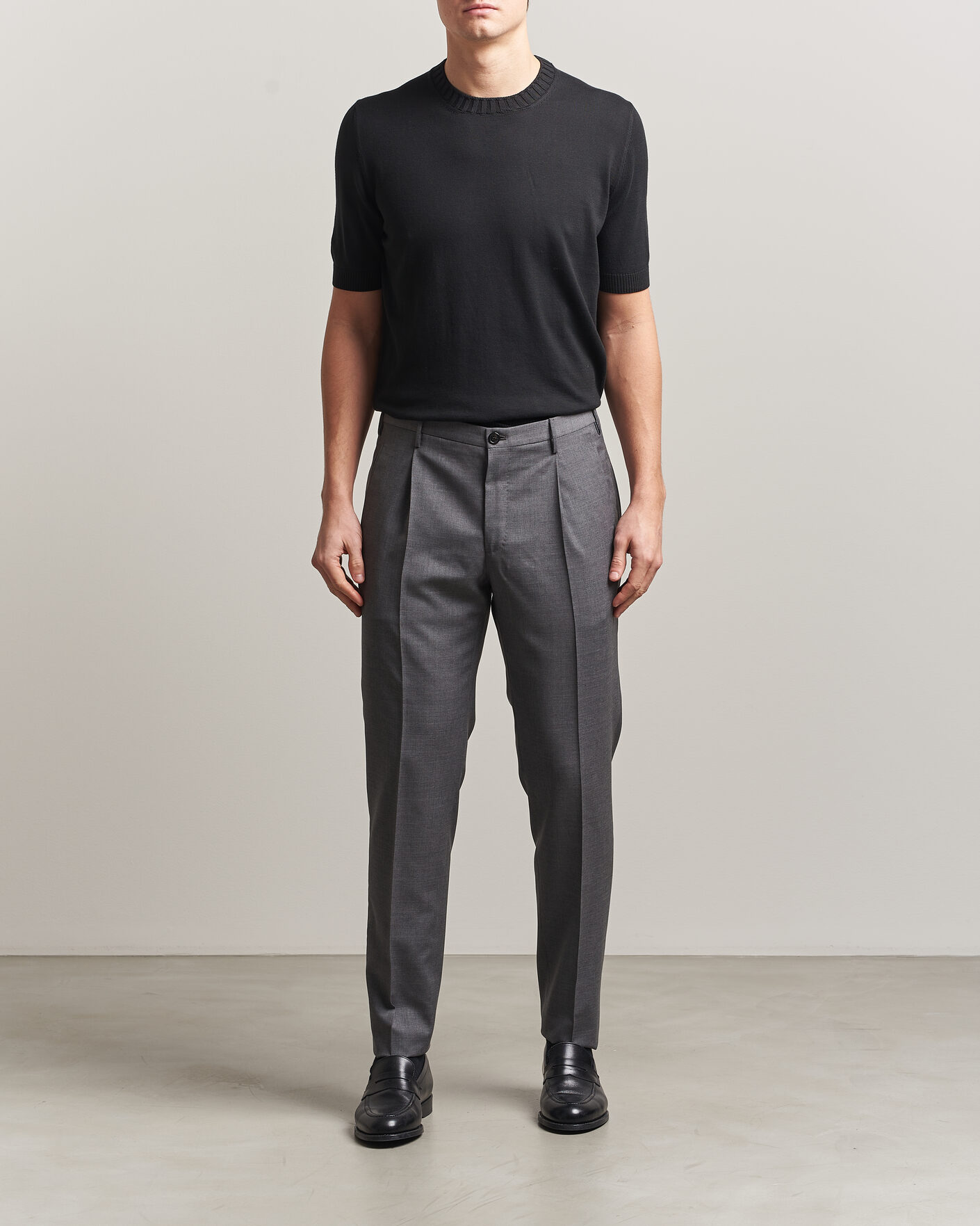 Herren | T-Shirts | Gran Sasso | Cotton Heavy Knitted Crew Neck T-Shirt Black