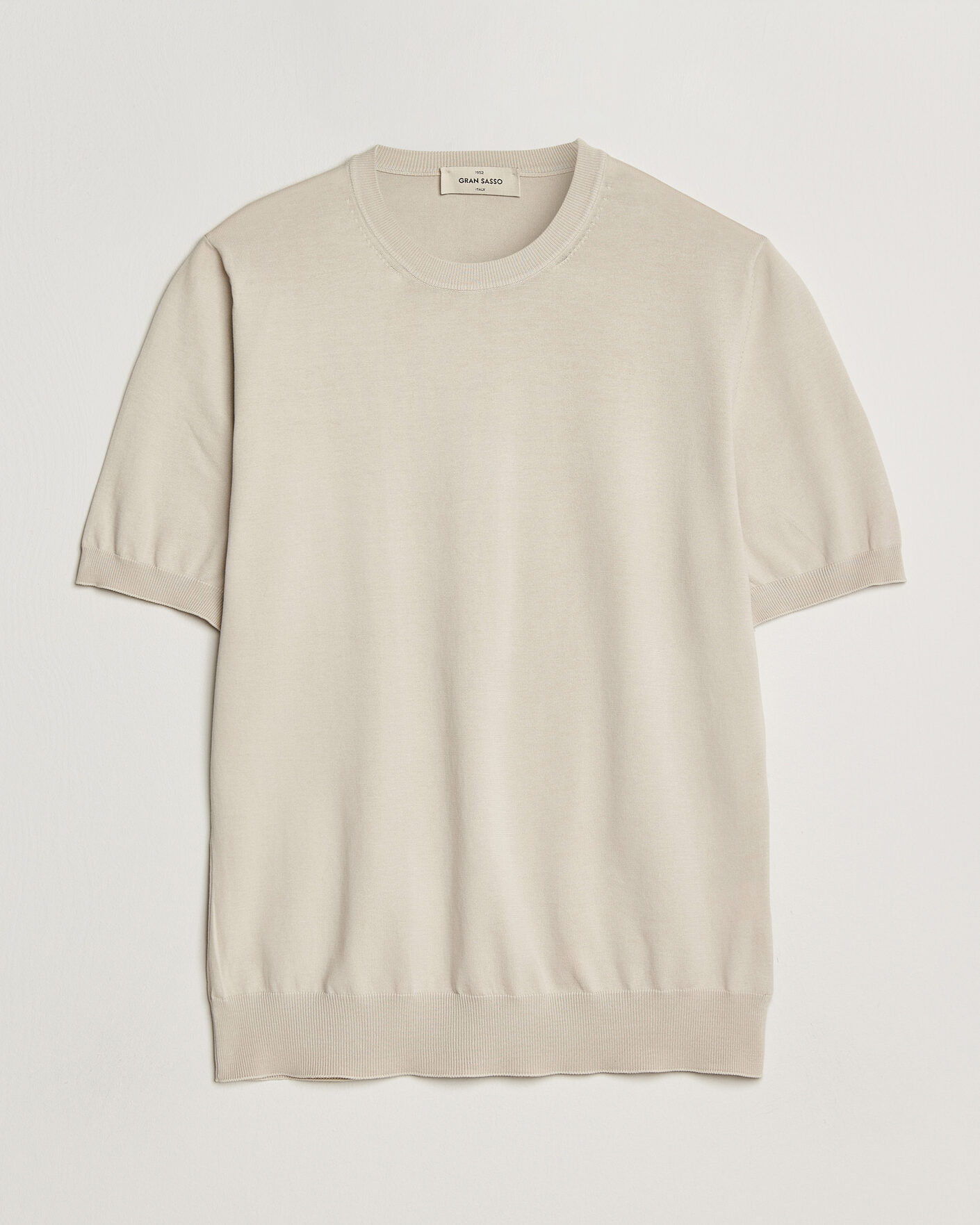 Herren | T-Shirts | Gran Sasso | Cotton Knitted Crew Neck T-Shirt Beige Melange