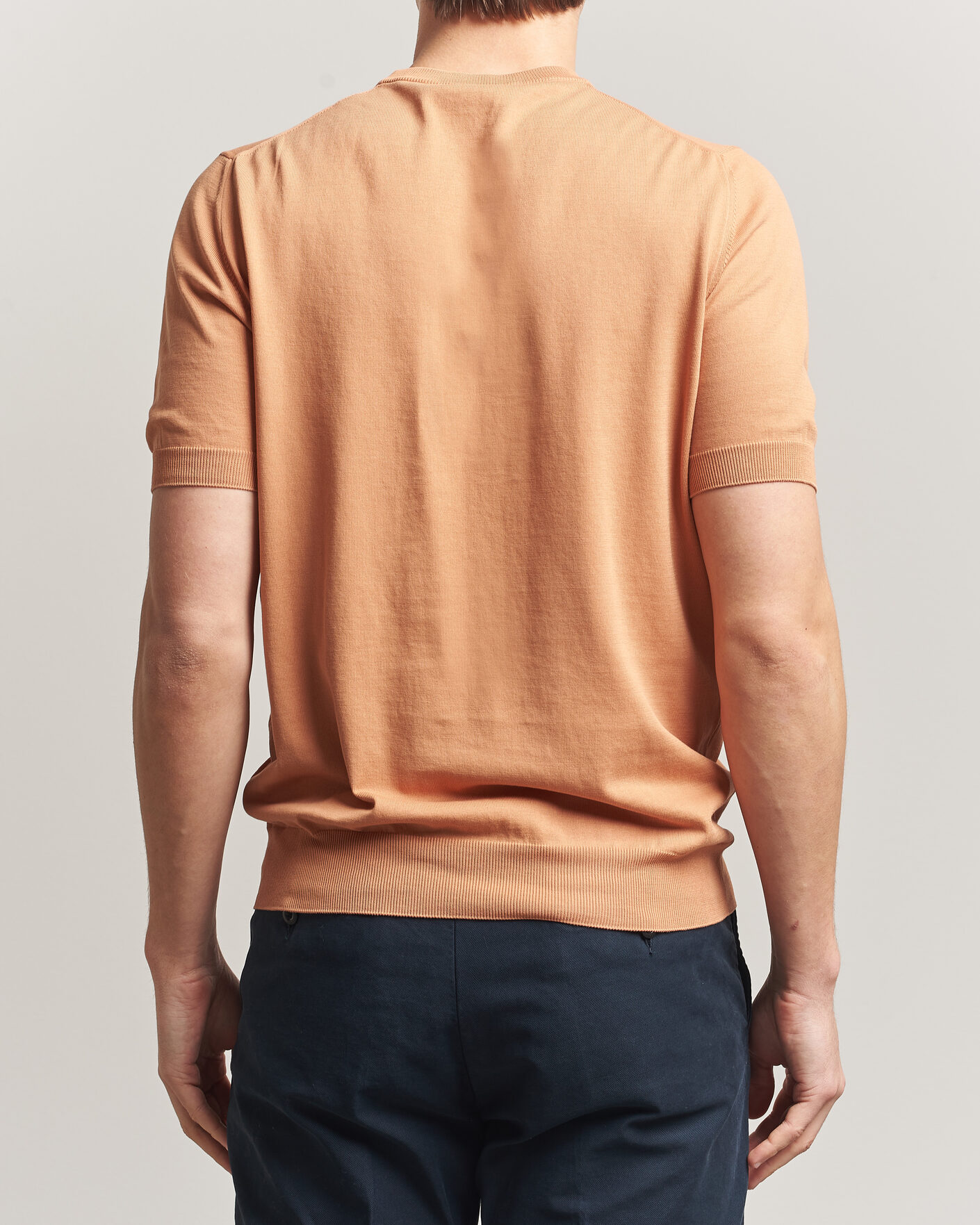 Herren | T-Shirts | Gran Sasso | Cotton Knitted Crew Neck T-Shirt Apricot Orange Melange