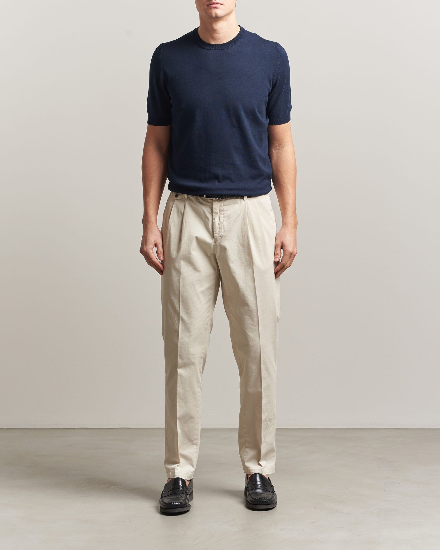 Herren | T-Shirts | Gran Sasso | Cotton Knitted Crew Neck T-Shirt Navy