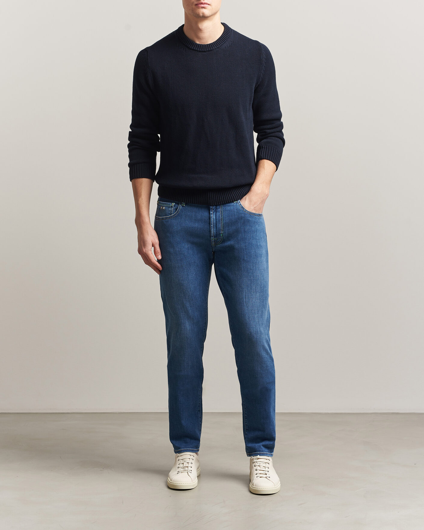 Herren | Hosen | Tramarossa | Michelangelo Contrast Seam Stretch Jeans Mid Blue
