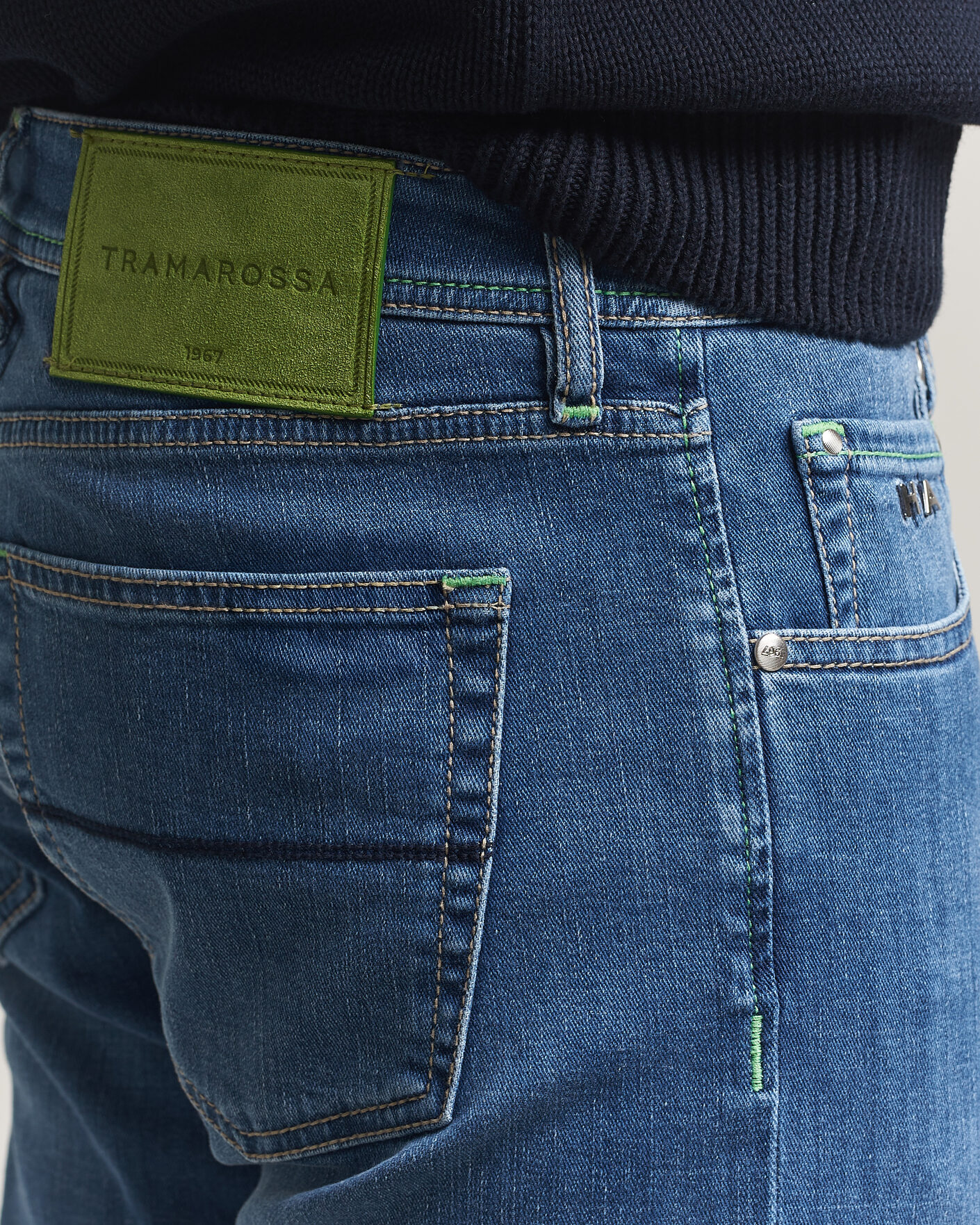 Herren | Hosen | Tramarossa | Michelangelo Contrast Seam Stretch Jeans Mid Blue