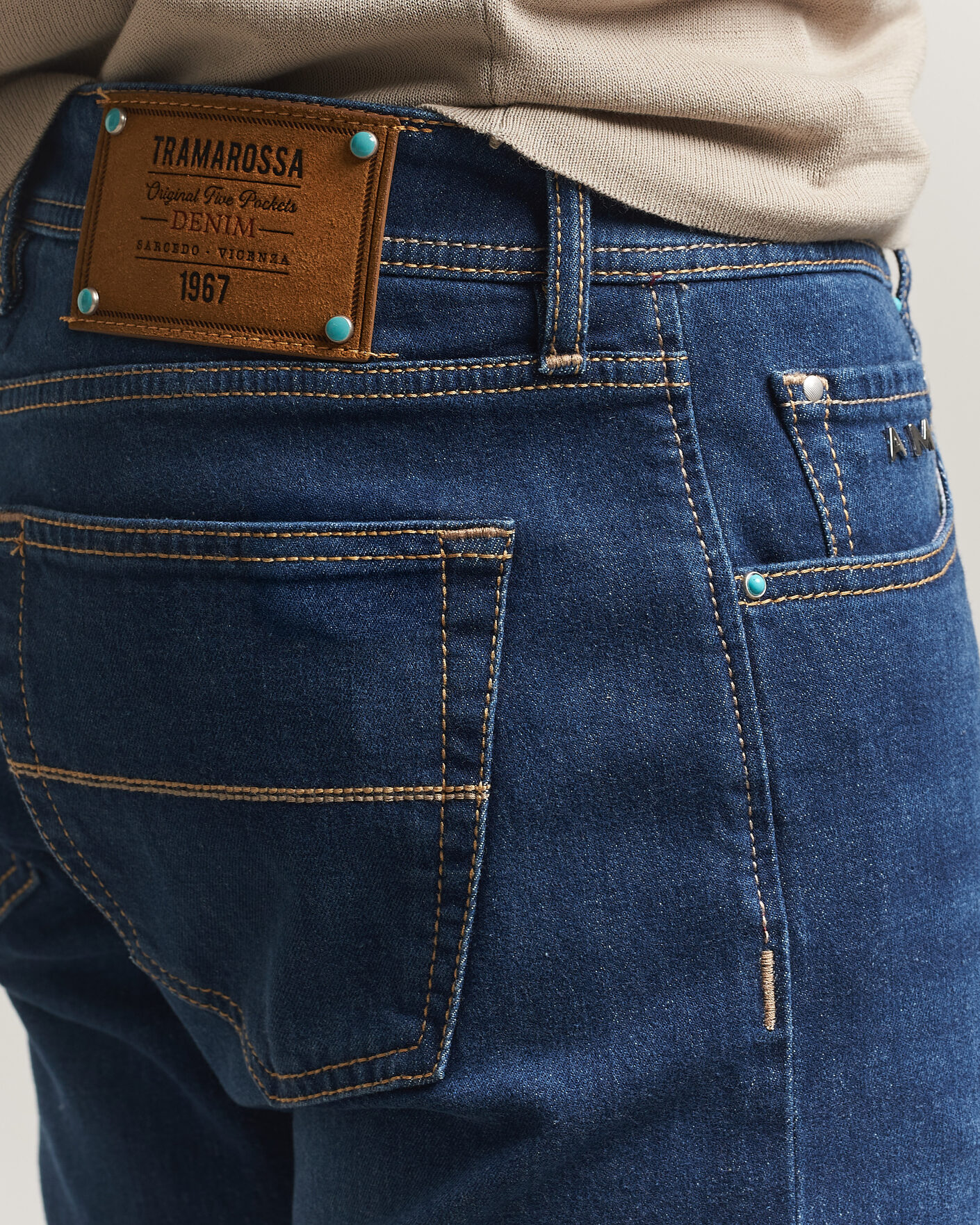 Herren | Hosen | Tramarossa | Michelangelo Western Badge Stretch Jeans Mid Blue