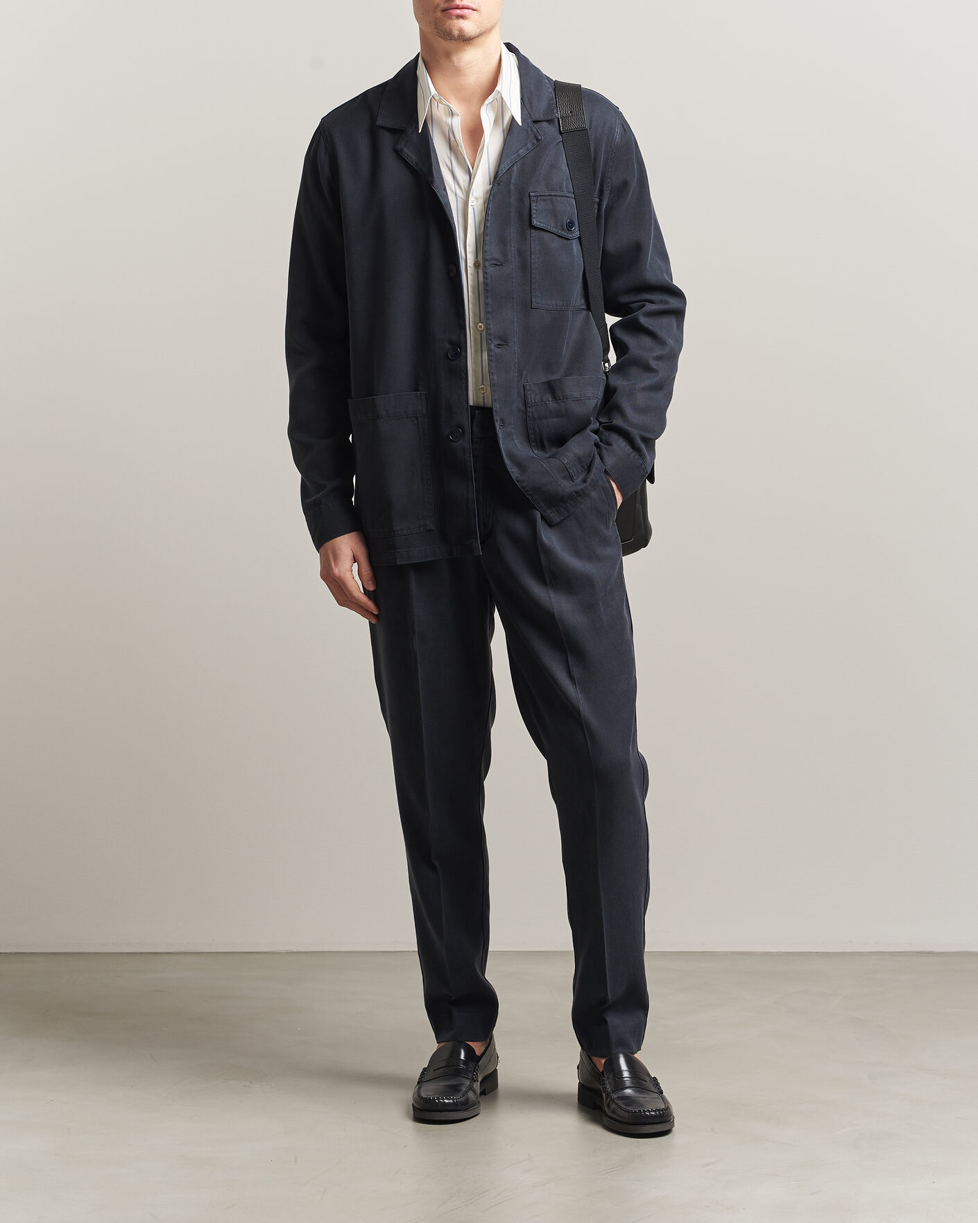 Herren | Hemden | A Day's March | Banagher Lyocell Overshirt Navy