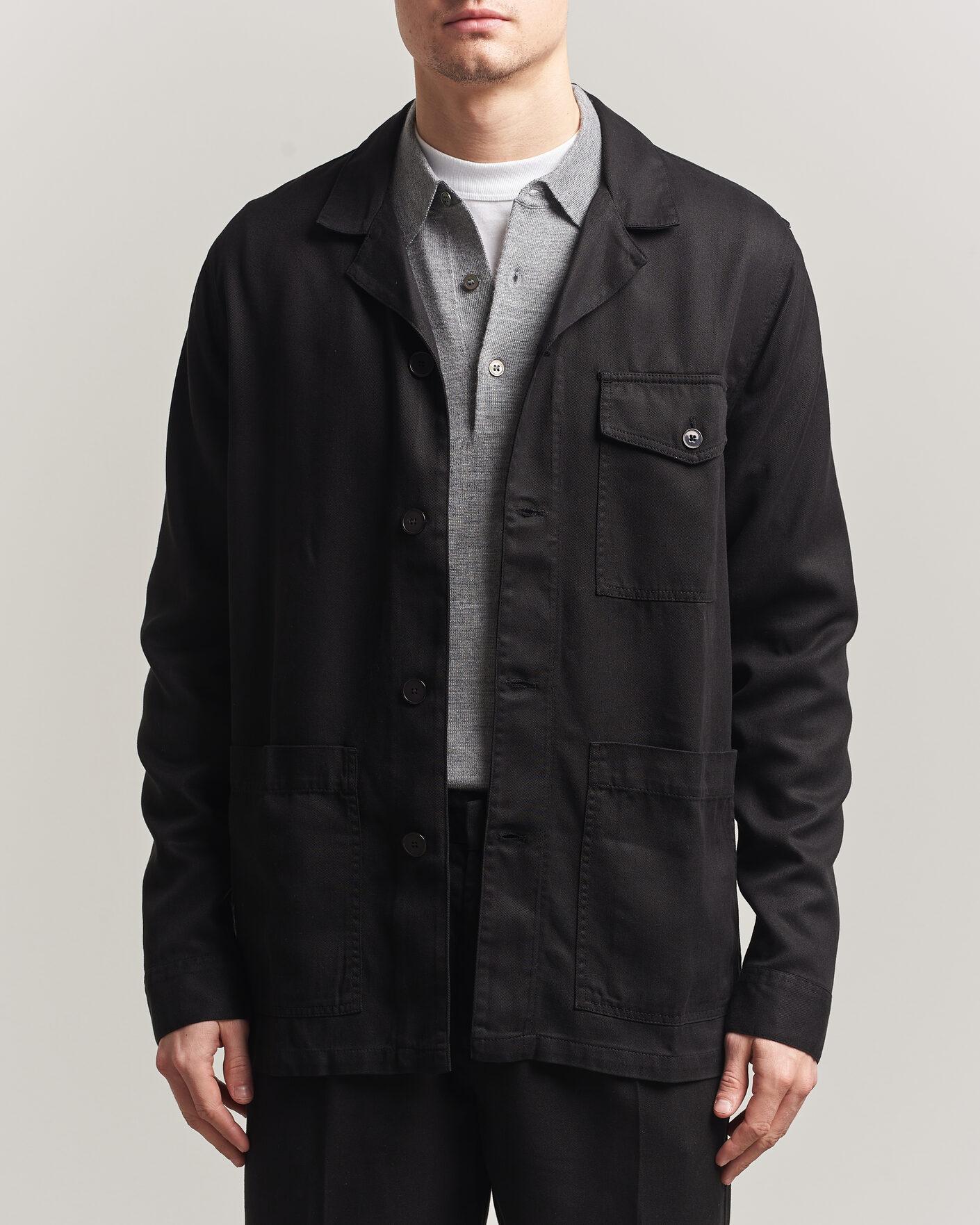 Herren | Hemden | A Day's March | Banagher Lyocell Overshirt Black