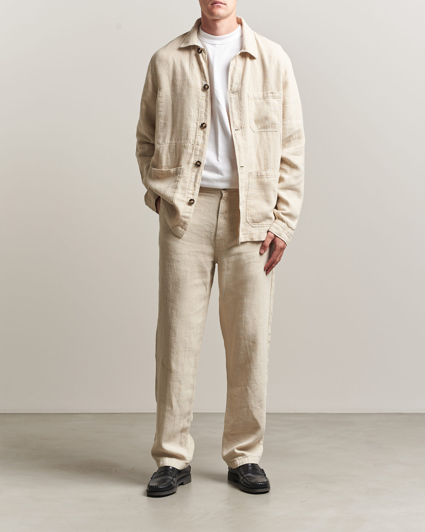 Herren | Hemden | A Day's March | Original Linen Overshirt Oyster