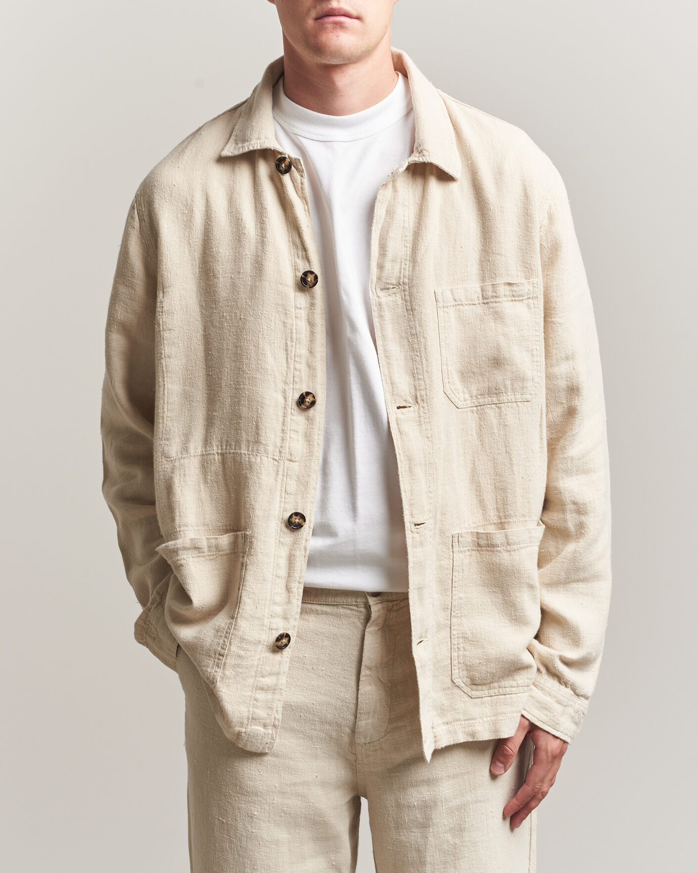 Herren | Hemden | A Day's March | Original Linen Overshirt Oyster