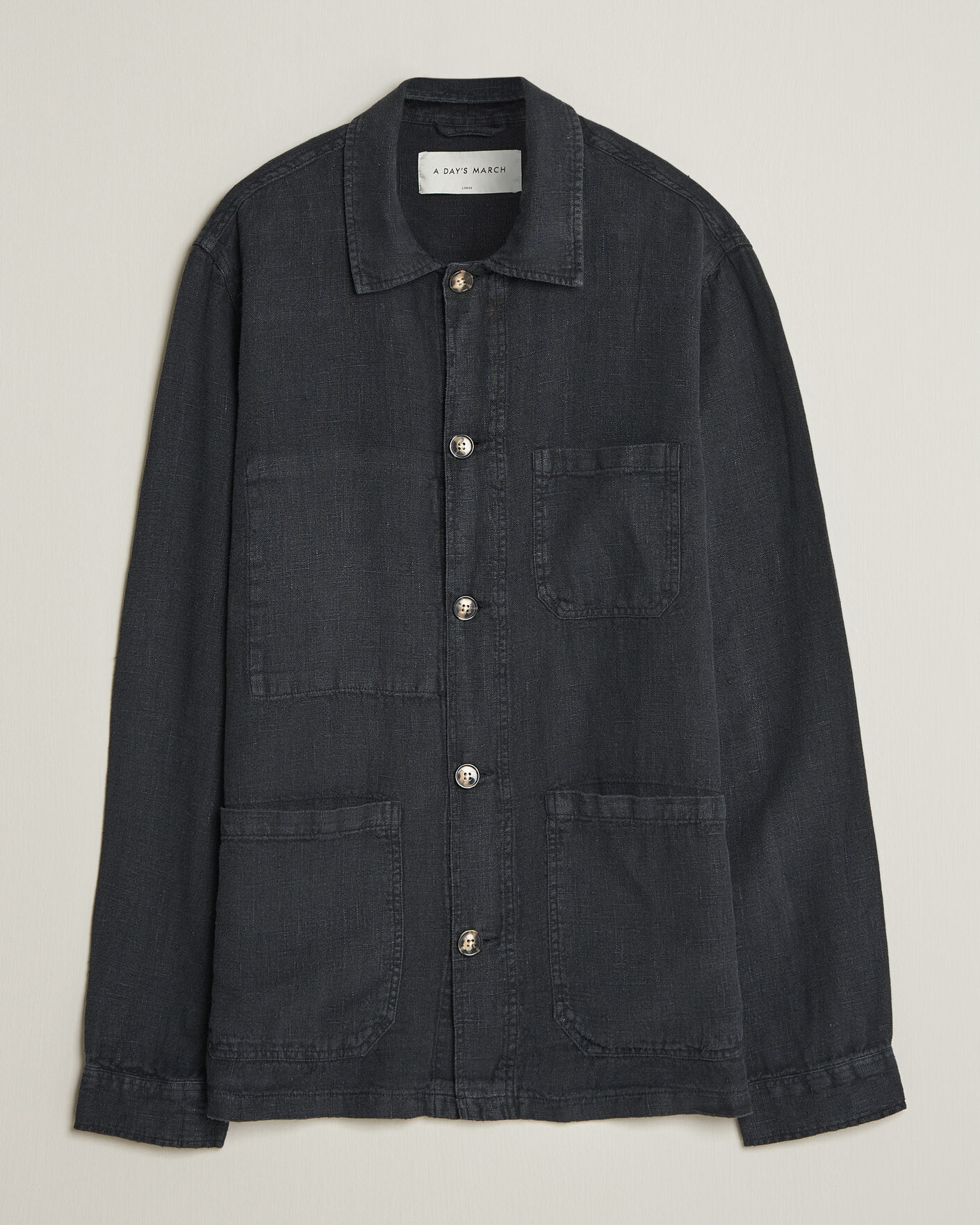 Herren | Hemden | A Day's March | Original Linen Overshirt Black
