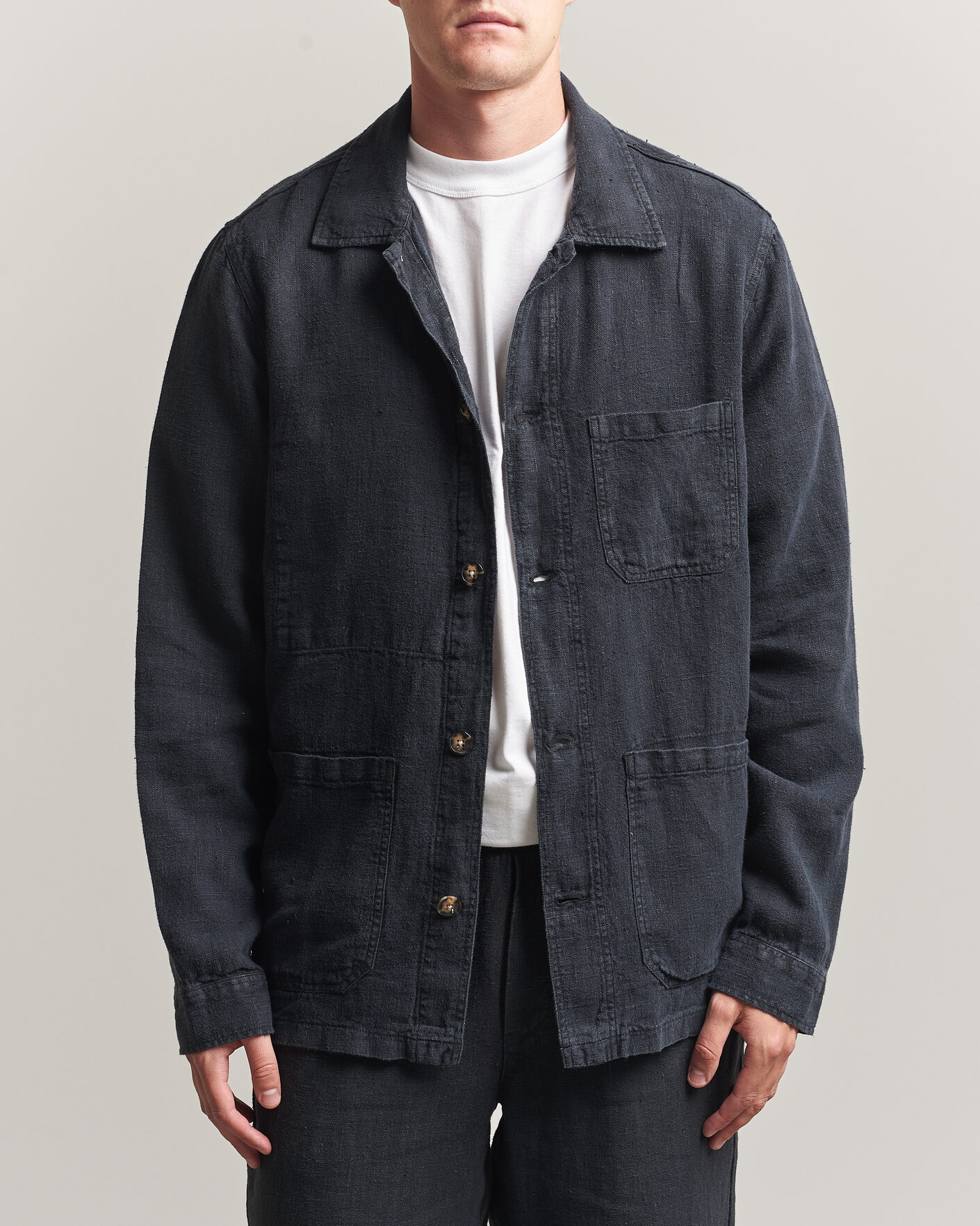 Herren | Hemden | A Day's March | Original Linen Overshirt Black