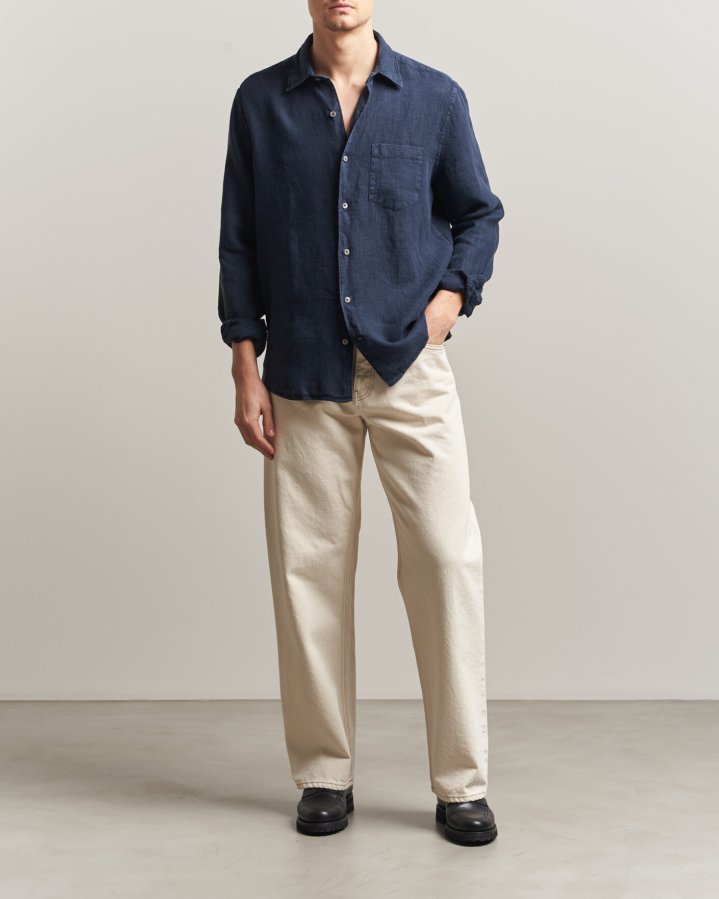 Herren | Hemden | A Day's March | Daintree Linen Shirt Navy