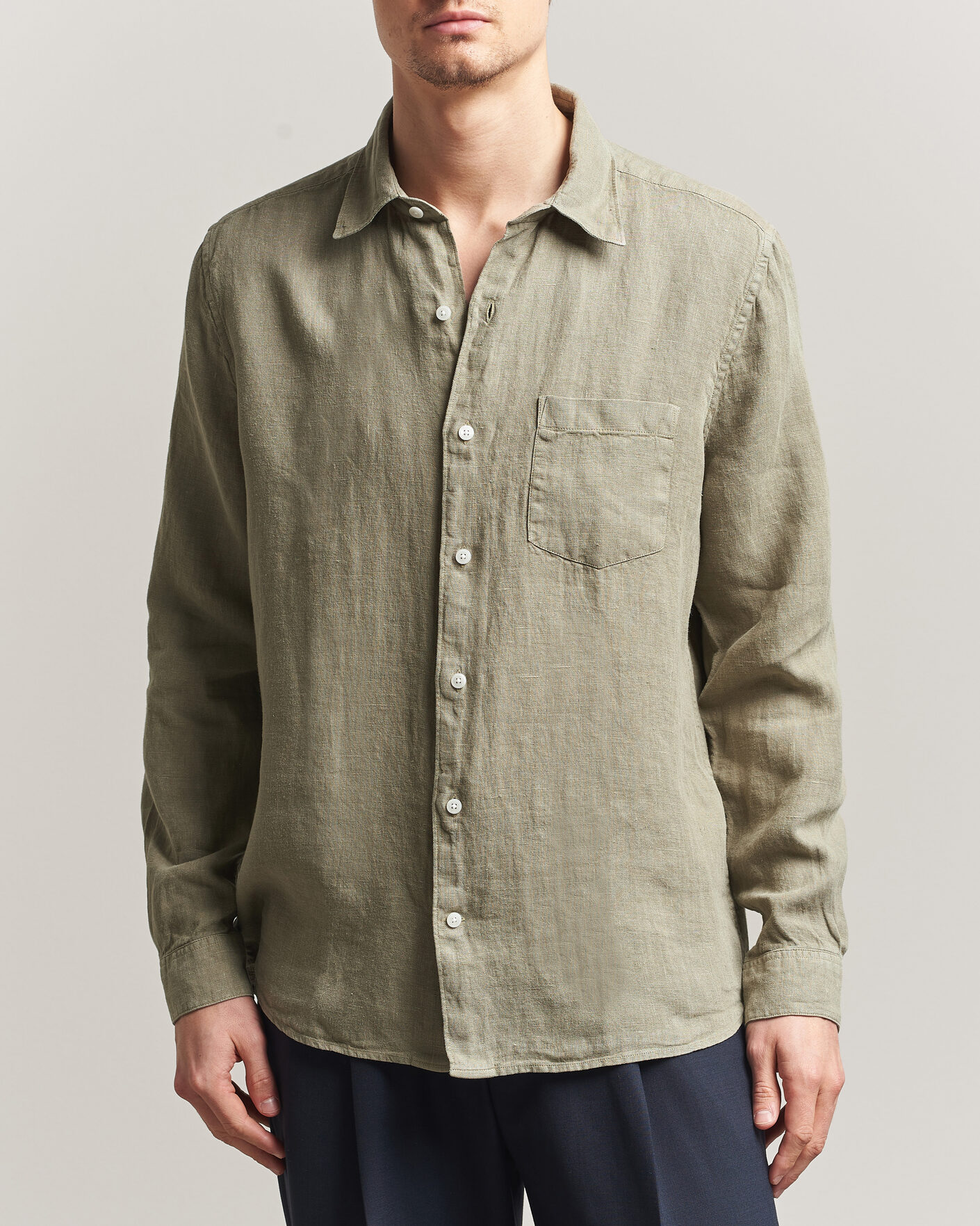 Herren | Hemden | A Day's March | Daintree Linen Shirt Misty Green