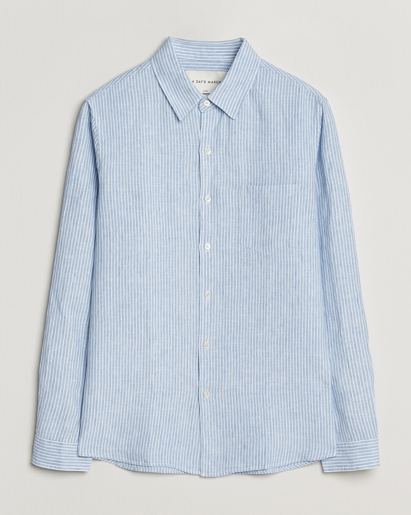Herren | Hemden | A Day's March | Daintree Striped Linen Shirt Light Blue/White