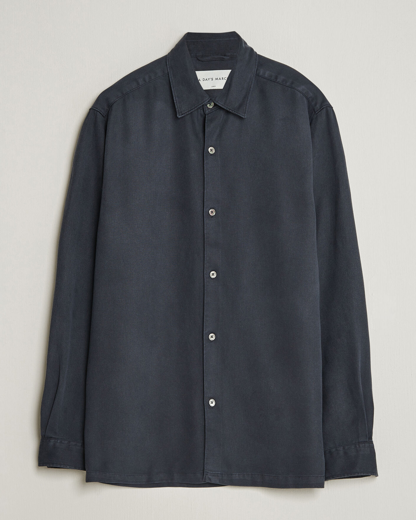 Herren | Hemden | A Day's March | Clean Cut Lyocell Shirt Navy