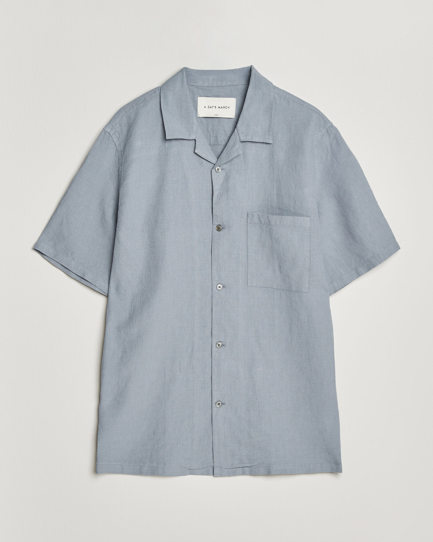 Herren | Neu im Onlineshop | A Day's March | Yamu Linen Short Sleeve Shirt Rock Blue