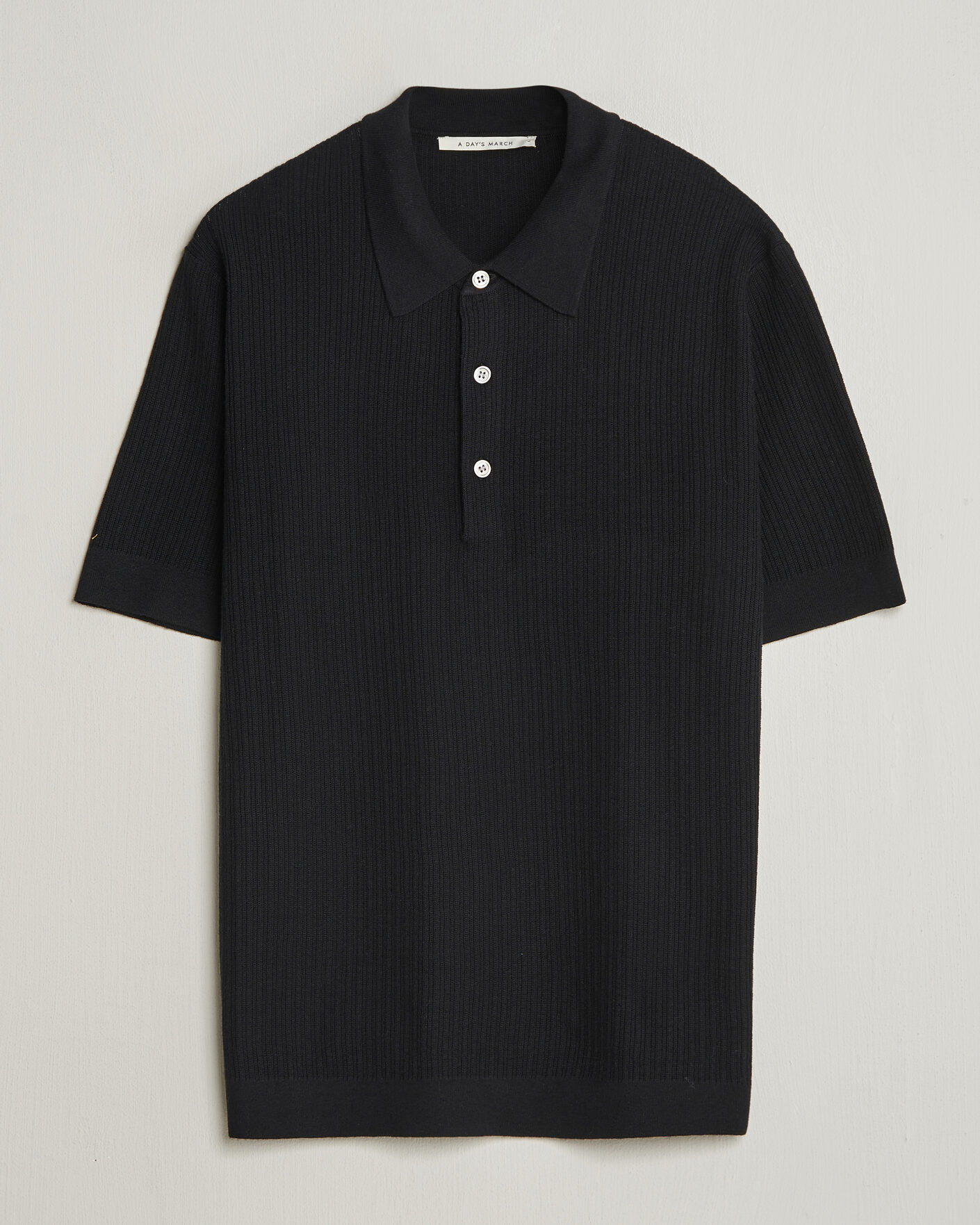 Herren | Poloshirts | A Day's March | Aspen Structured Knitted Polo Black