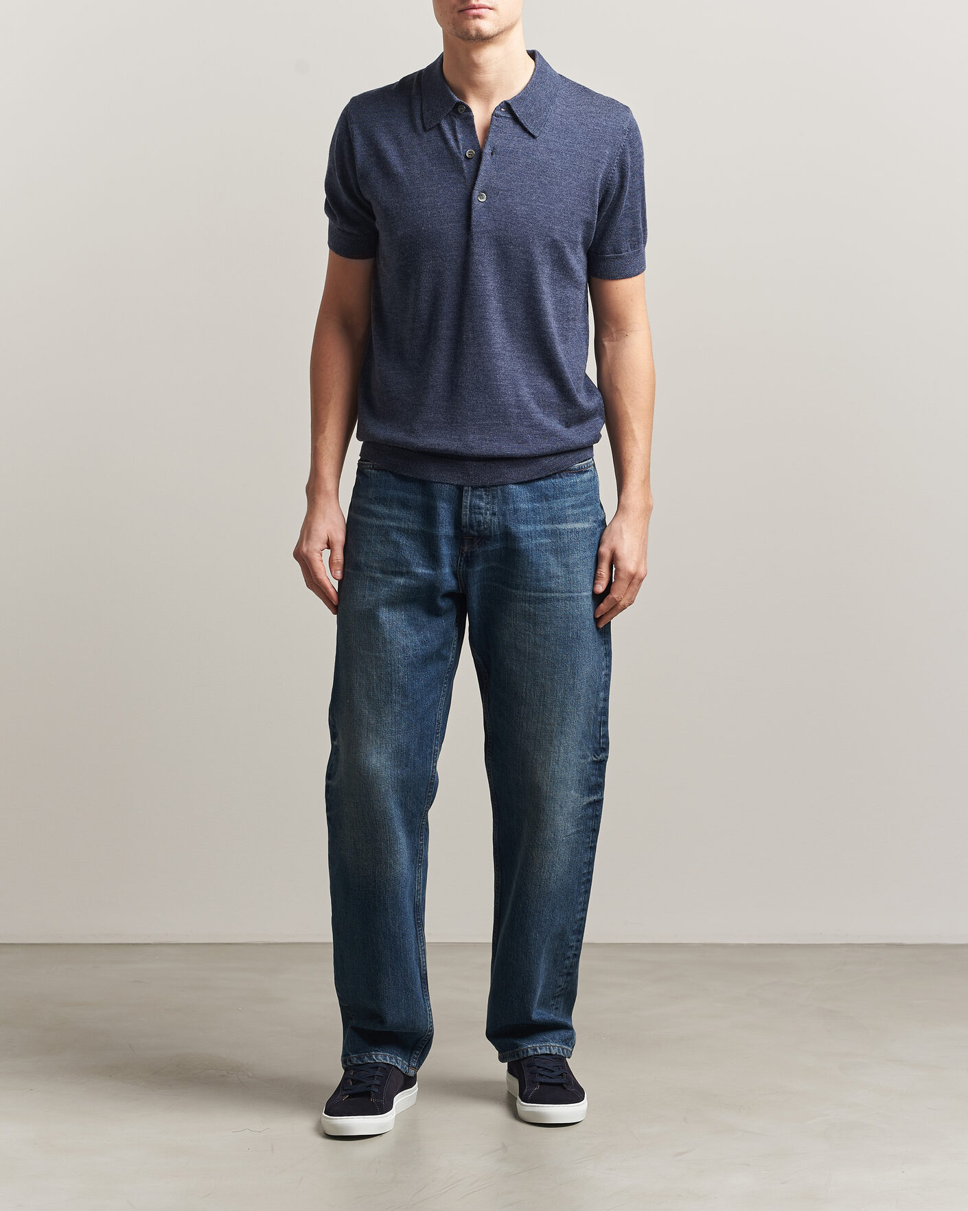 Herren | Poloshirts | A Day's March | Rosehall Knitted Polo Storm Blue